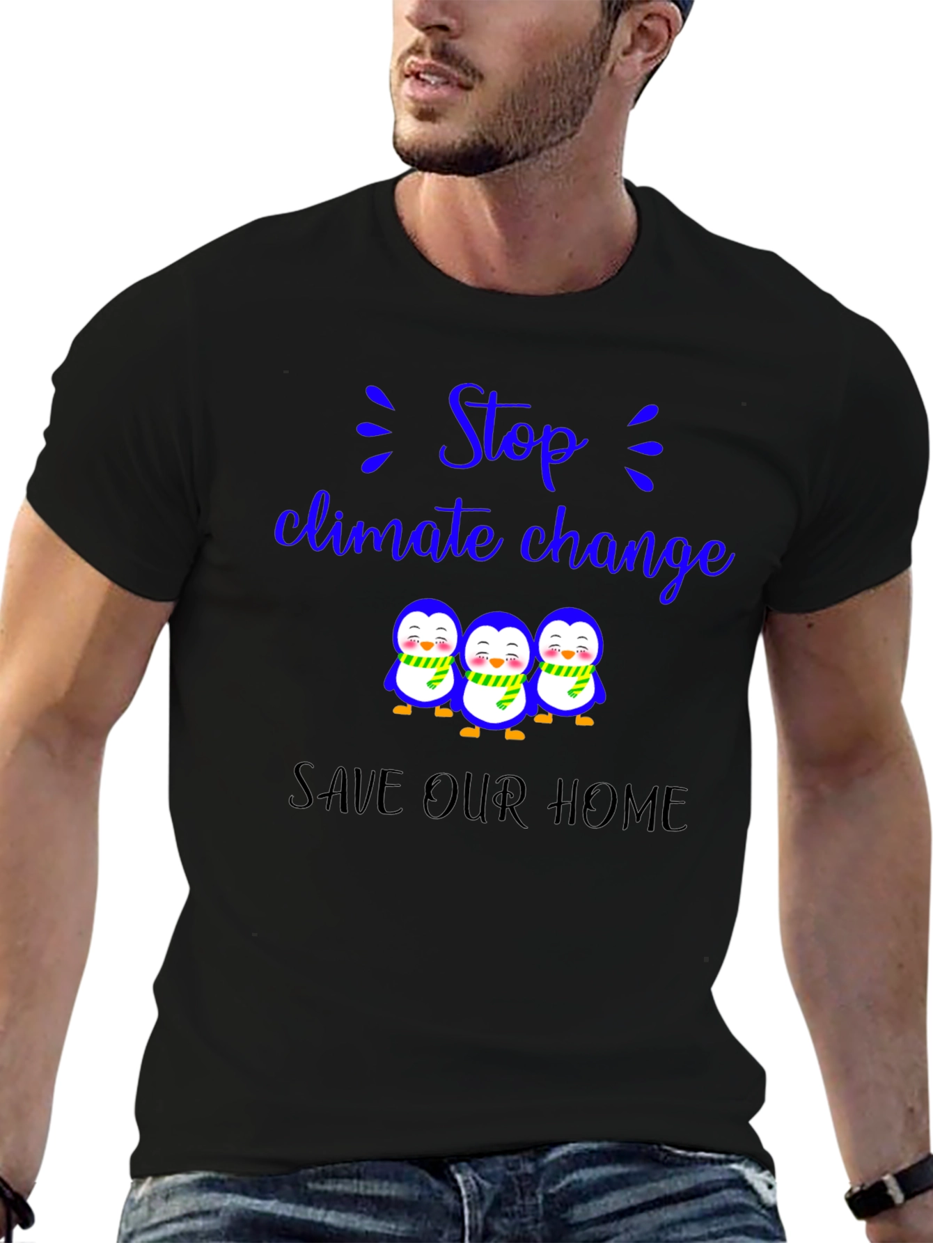 Climate Change Penguin T-Shirt - Save Our Home!