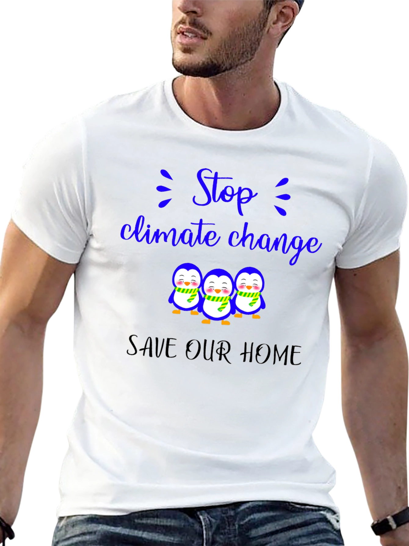 Climate Change Penguin T-Shirt - Save Our Home!