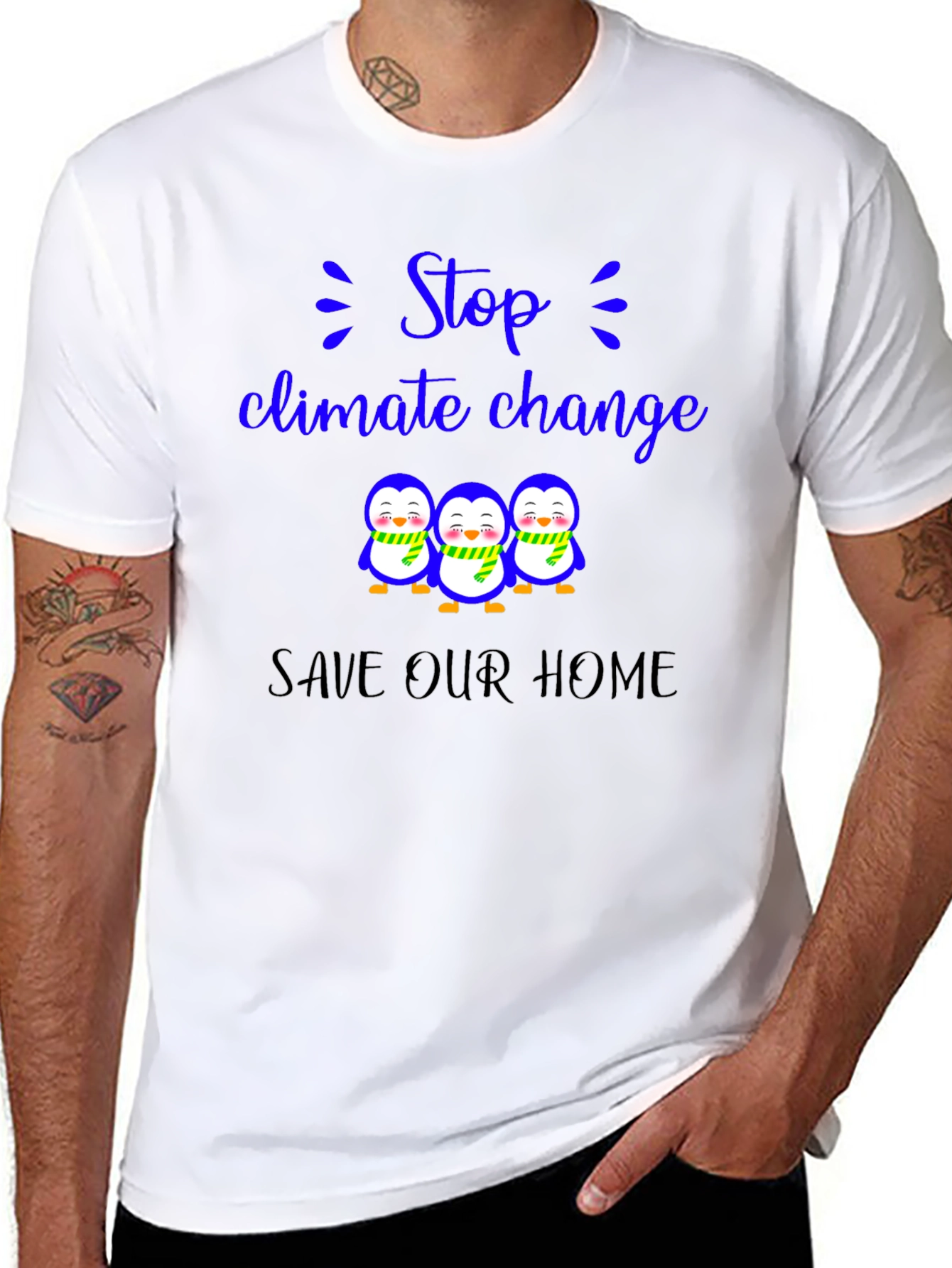Climate Change Penguin T-Shirt - Save Our Home!