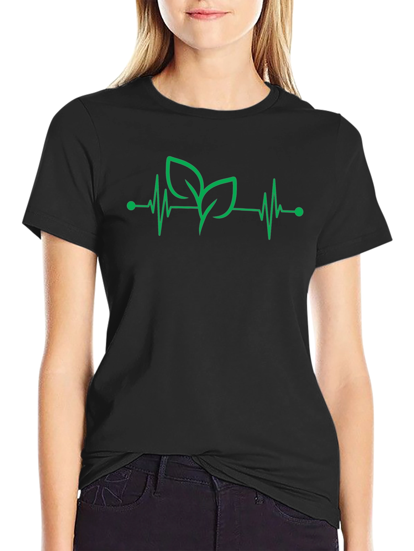 Green Heartbeat Leaf Graphic Tee