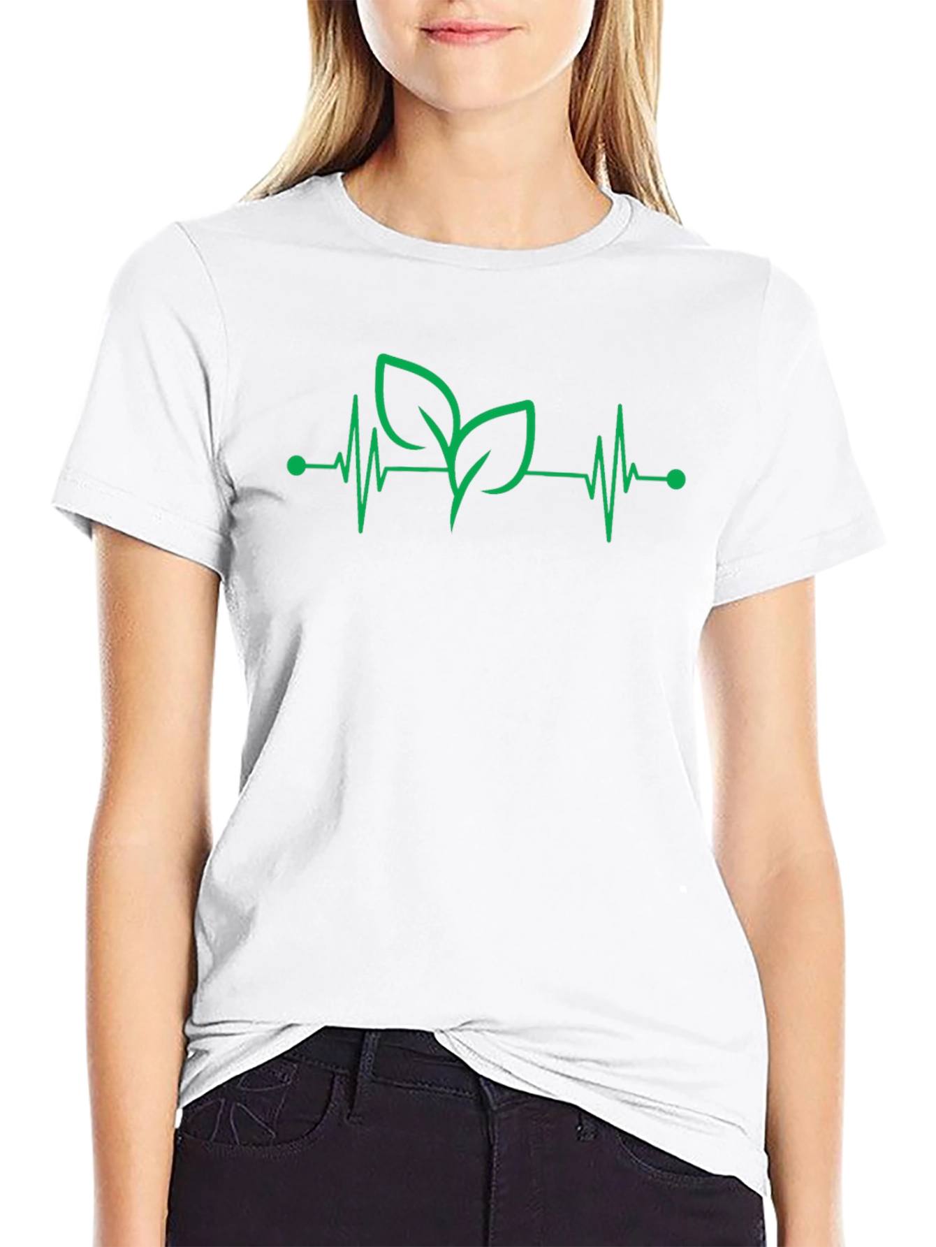 Green Heartbeat Leaf Graphic Tee