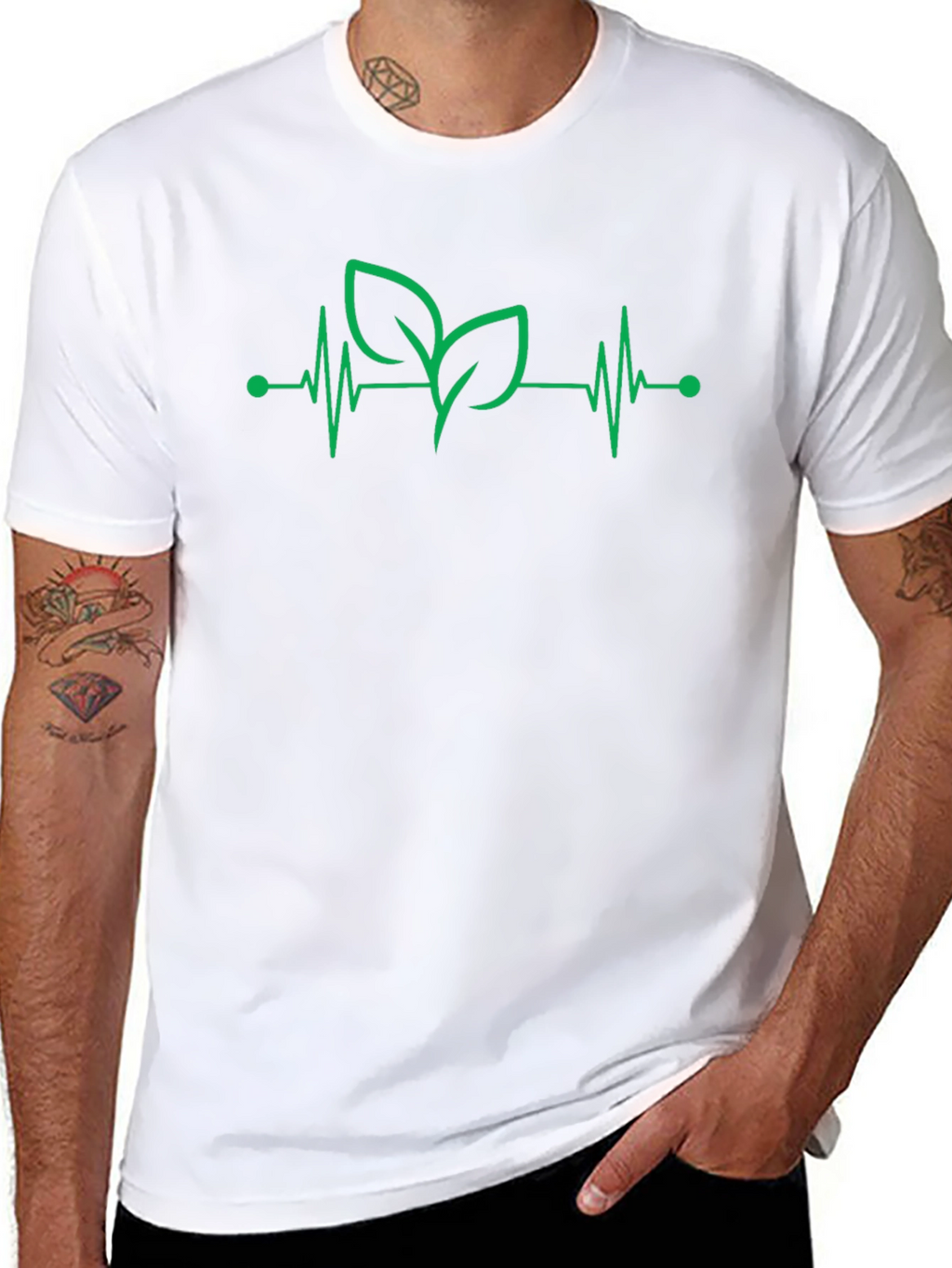 Green Heartbeat Leaf Graphic Tee
