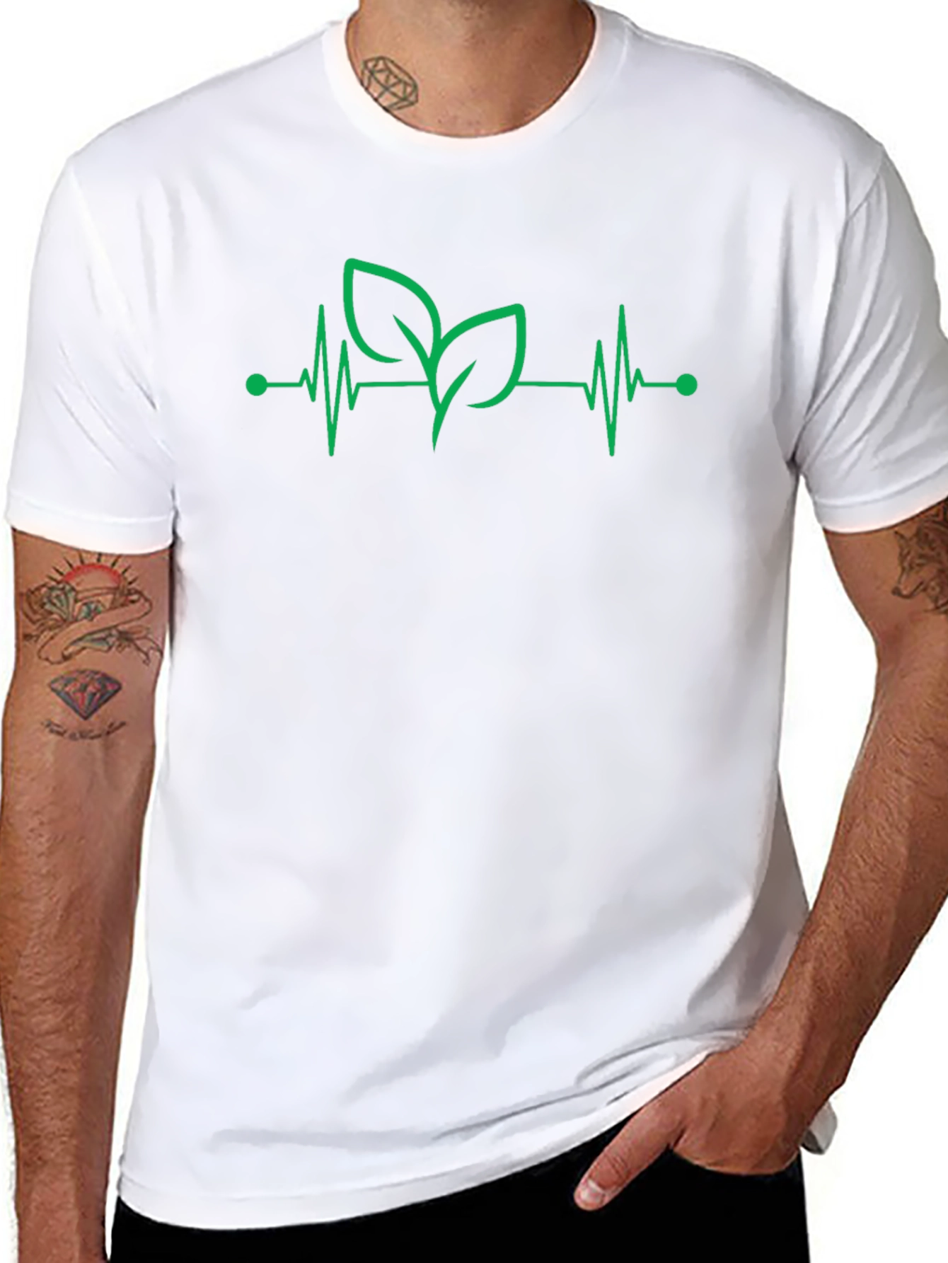 Green Heartbeat Leaf Graphic Tee