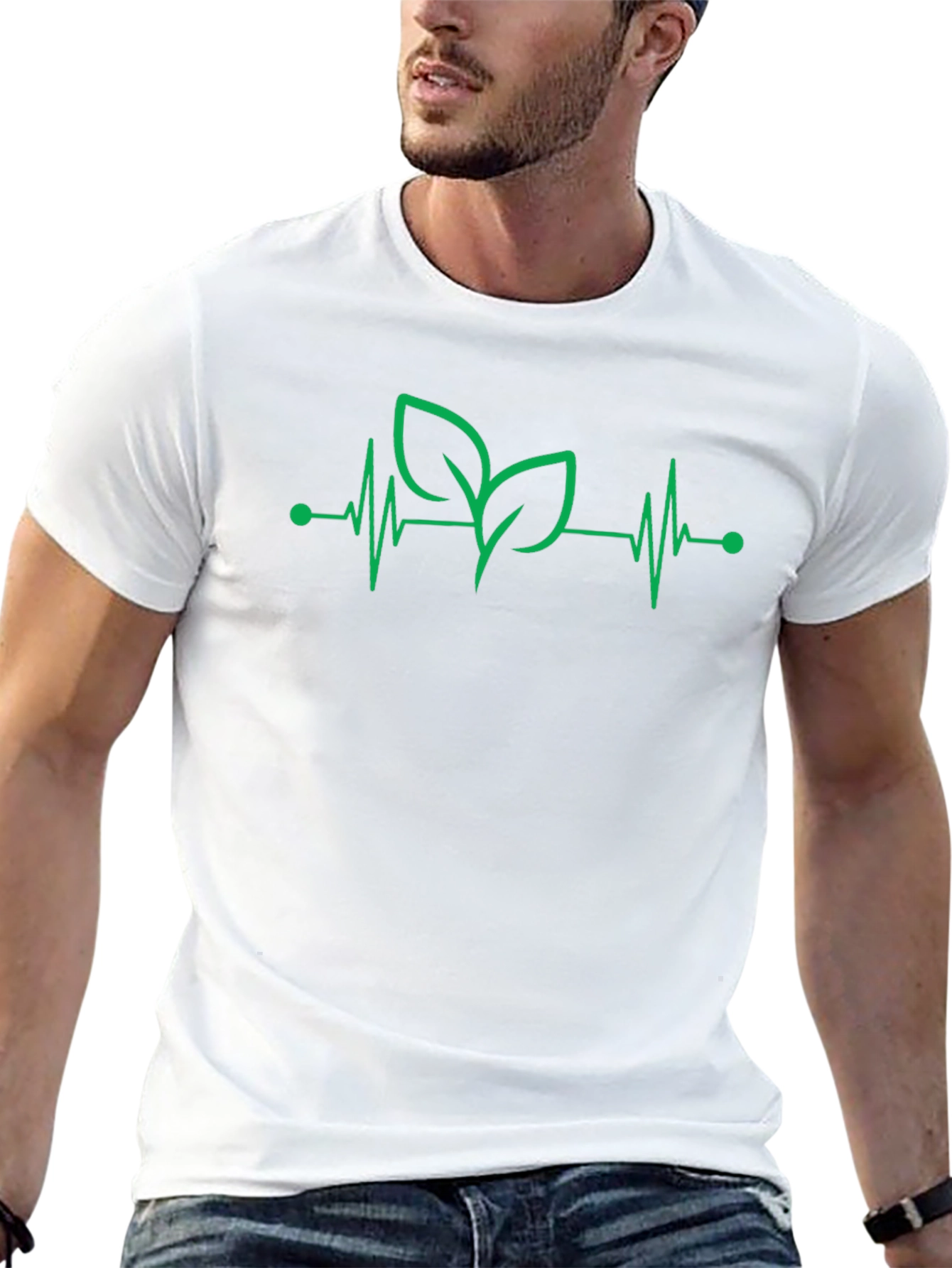 Green Heartbeat Leaf Graphic Tee