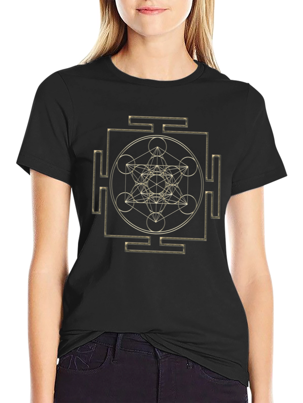 Geometric Pattern T-Shirt - Metatrons Cube Design