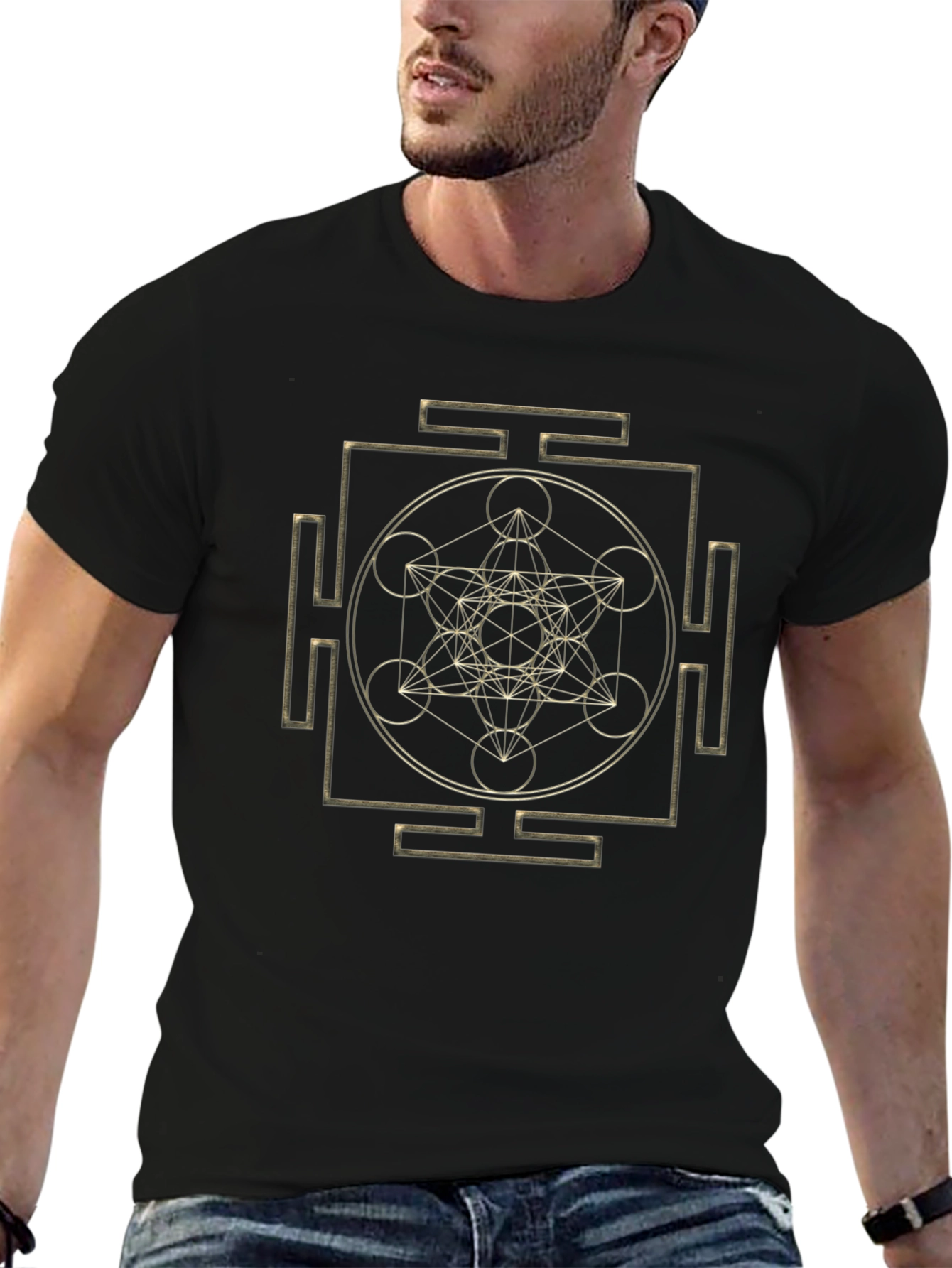 Geometric Pattern T-Shirt - Metatrons Cube Design