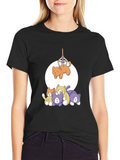 Funny Cat Graphic Tee - Black