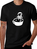 Astronaut in Coffee Cup Black T-Shirt