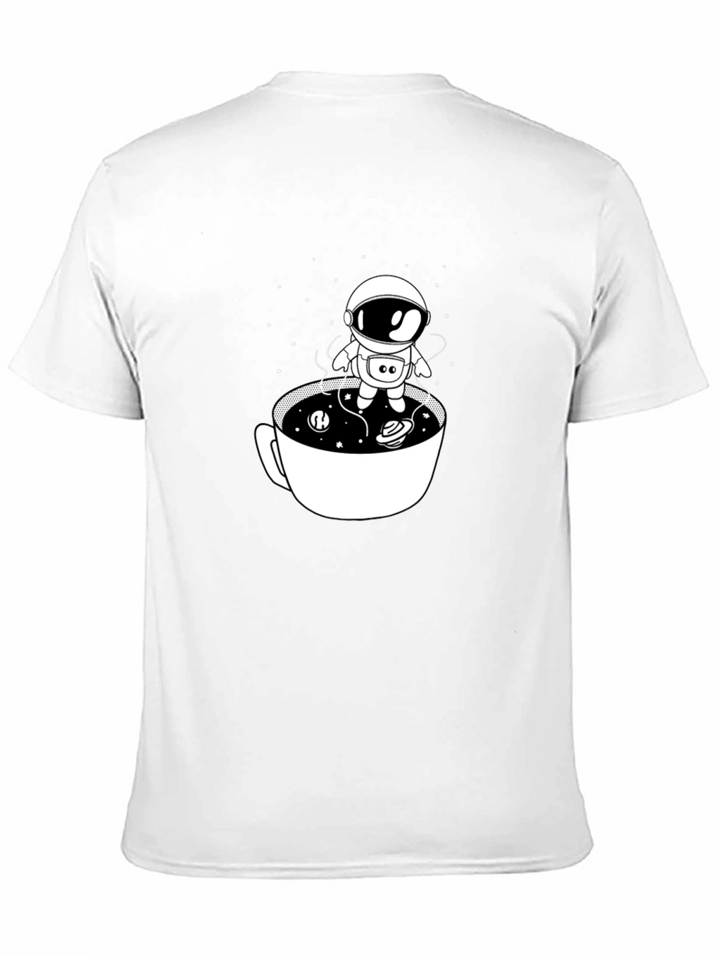 Astronaut in Coffee Cup Black T-Shirt