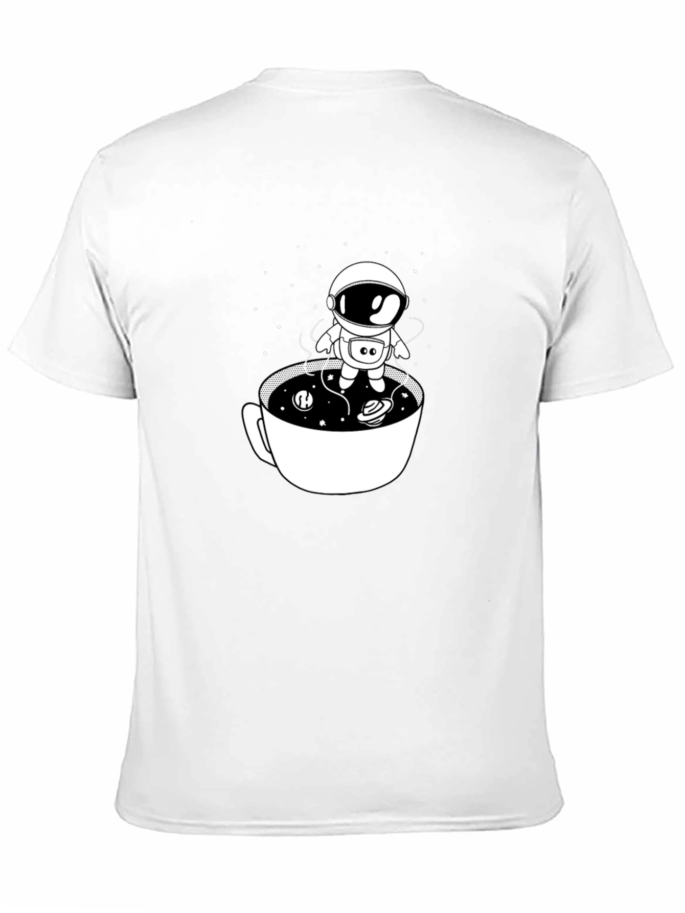 Astronaut in Coffee Cup Black T-Shirt