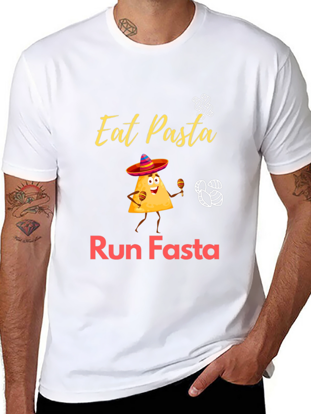 Eat Pasta Run Fasta T-Shirt Funny Graphic Tee