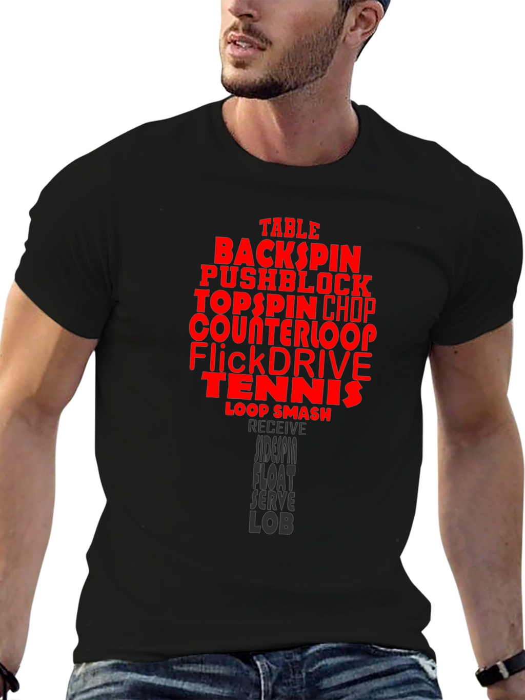 Table Tennis Terms Black T-Shirt