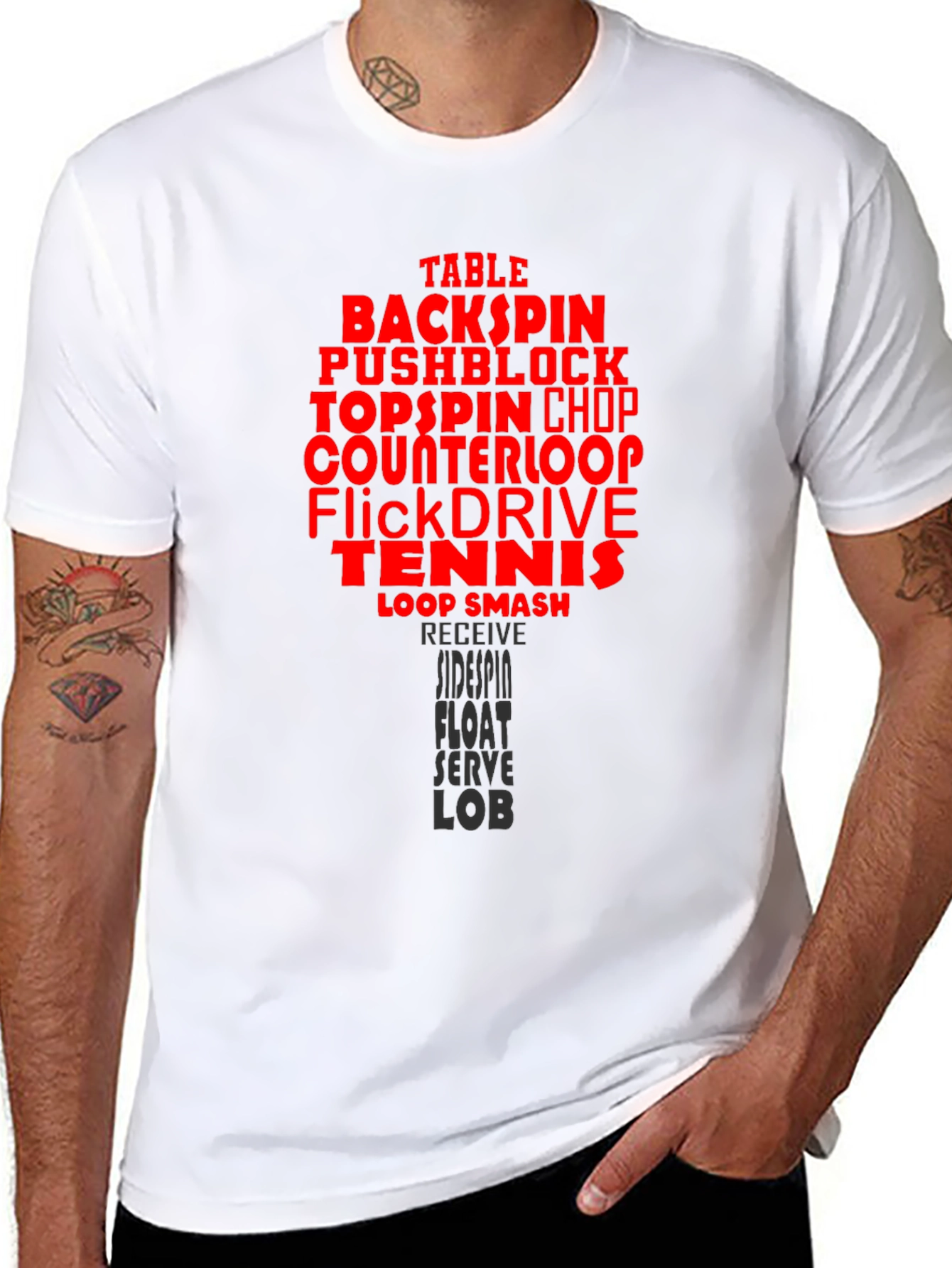 Table Tennis Terms Black T-Shirt