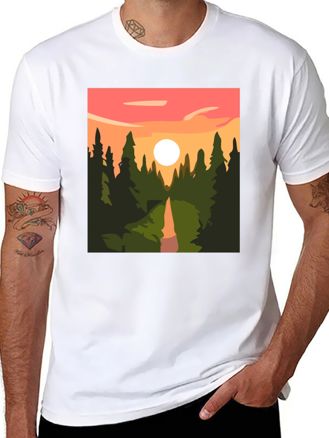Sunset Forest Graphic Tee - Nature Inspired T-Shirt
