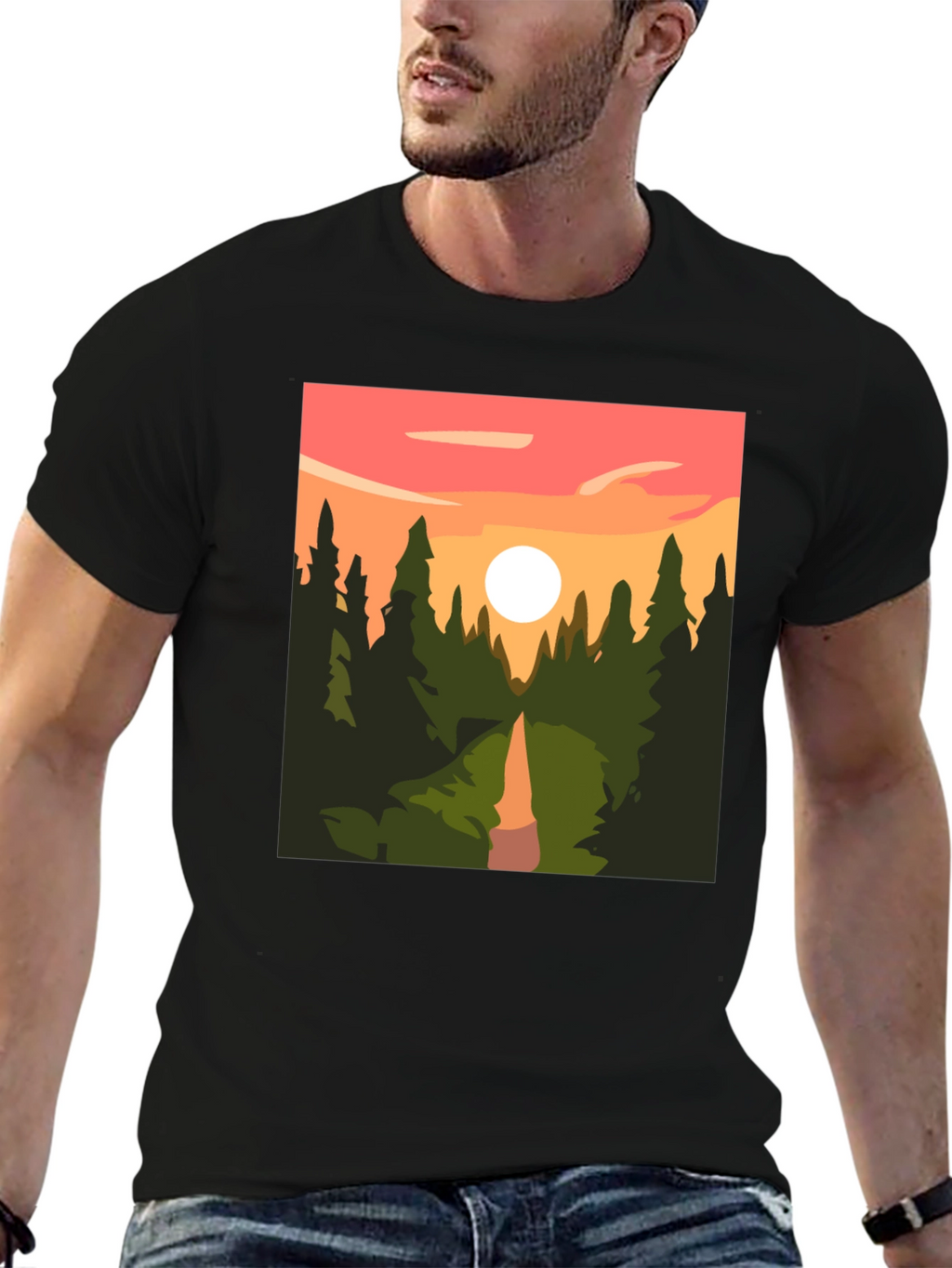 Sunset Forest Graphic Tee - Nature Inspired T-Shirt