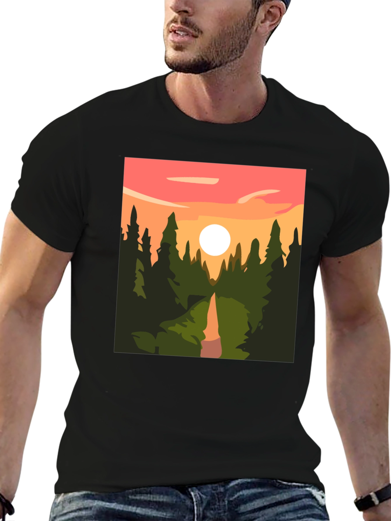 Sunset Forest Graphic Tee - Nature Inspired T-Shirt