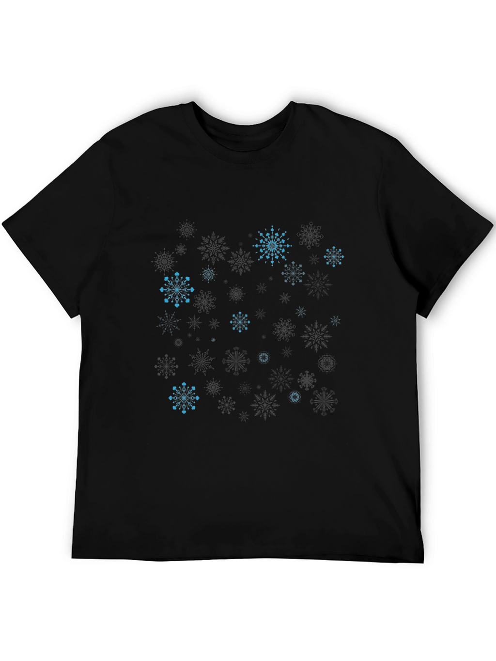 Snowflake Pattern Black T-Shirt