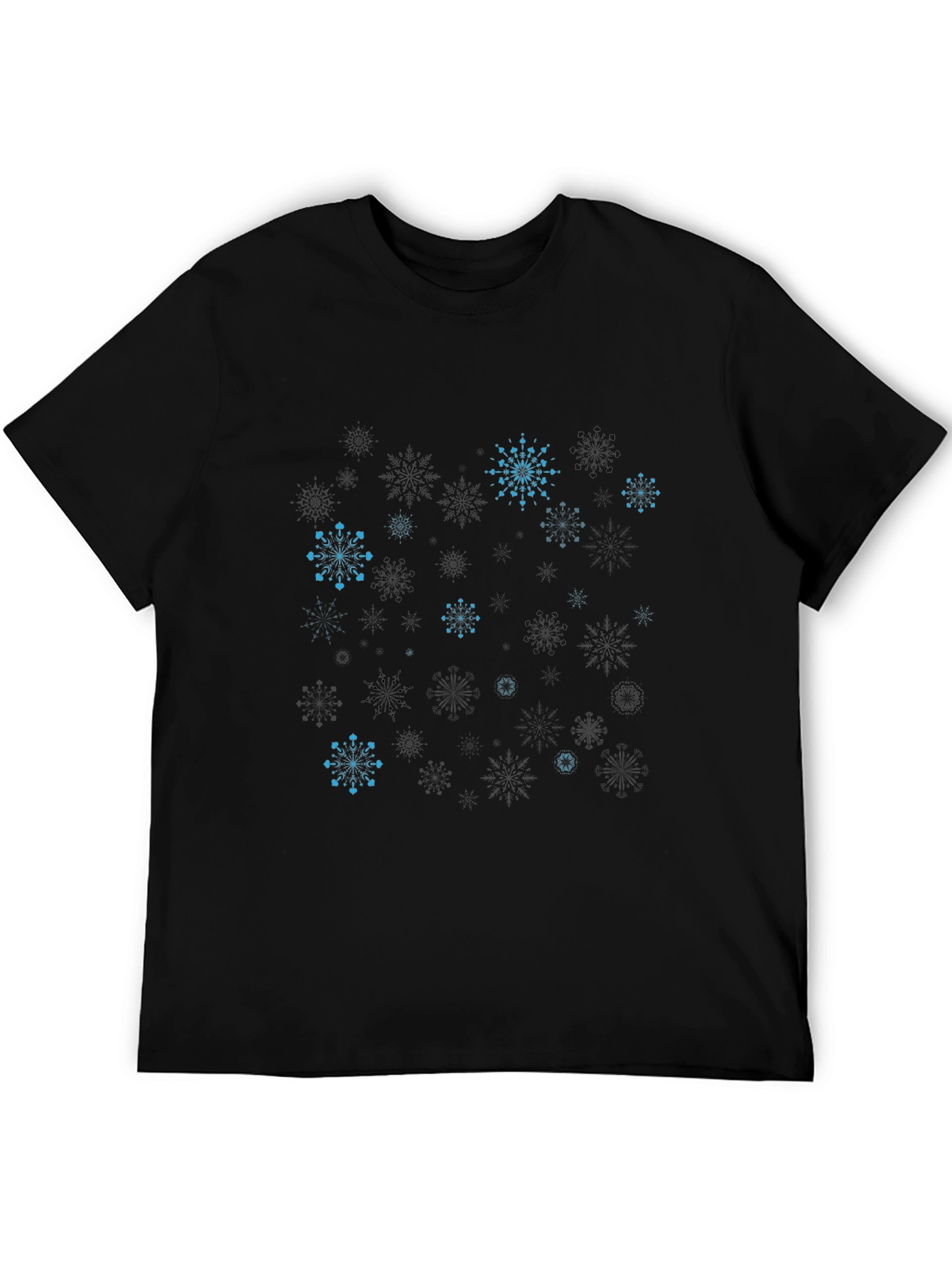 Snowflake Pattern Black T-Shirt