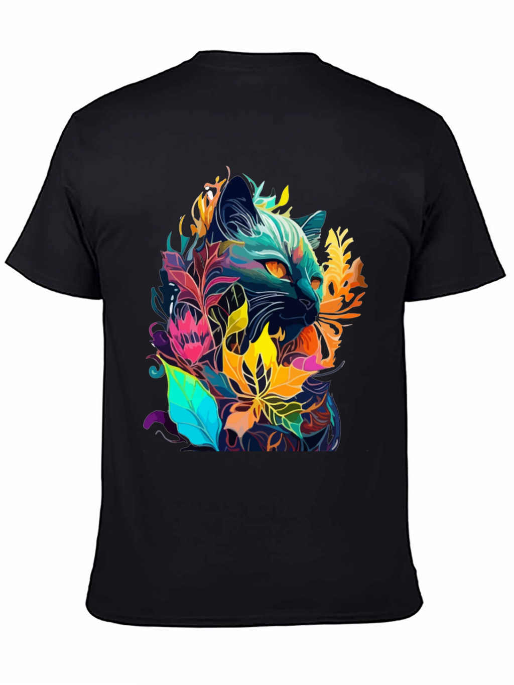 Floral Cat T-Shirt - Unique Artistic Design