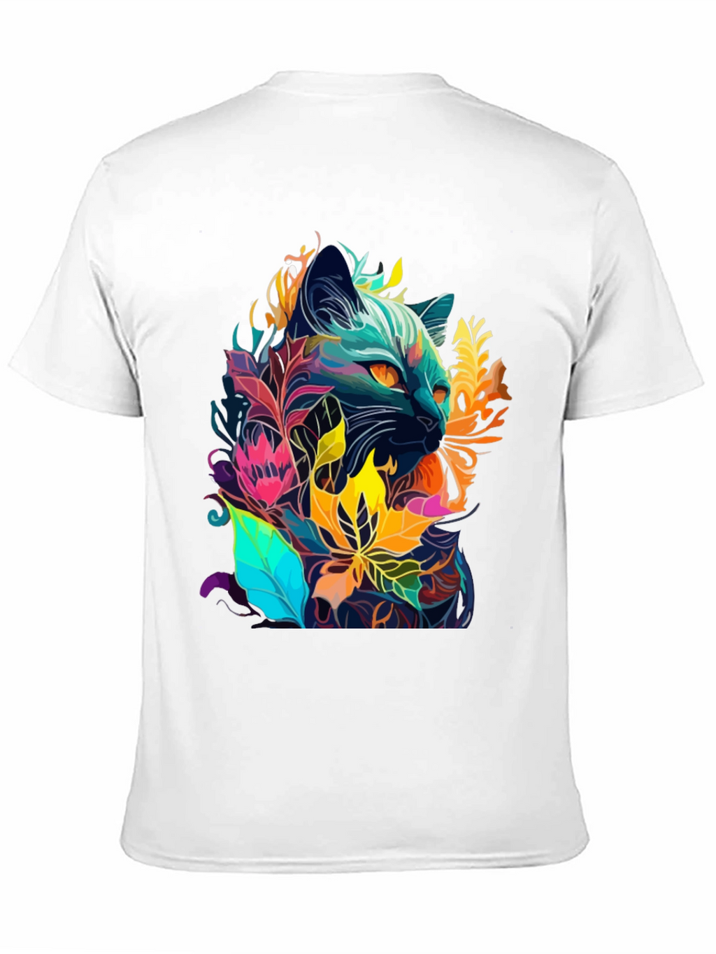 Floral Cat T-Shirt - Unique Artistic Design