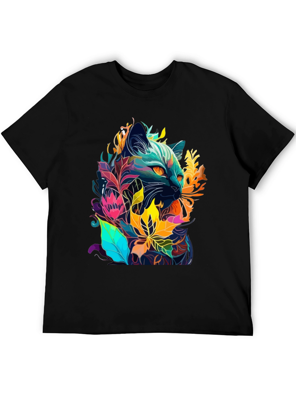 Floral Cat T-Shirt - Unique Artistic Design