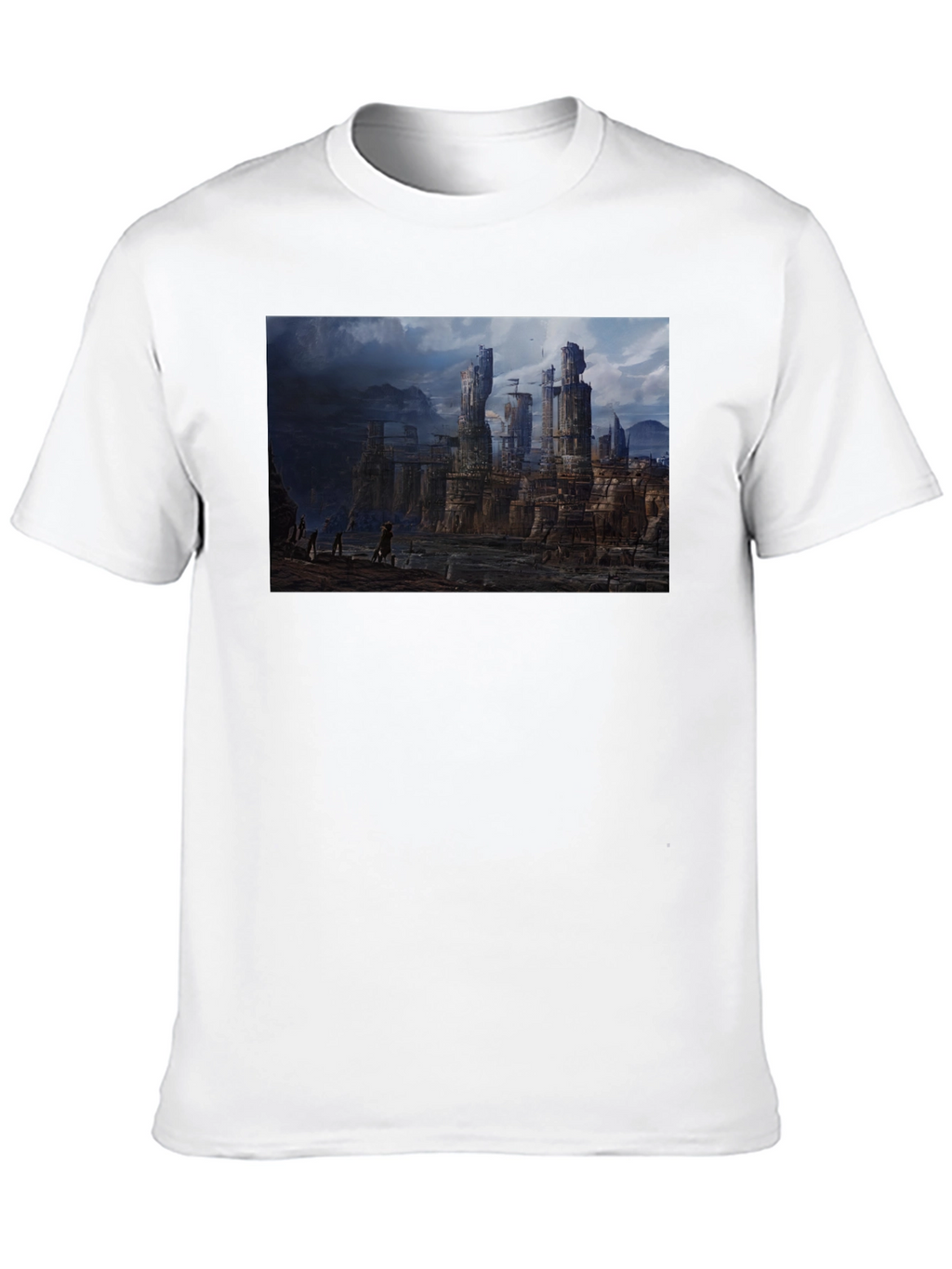Fantasy Landscape Print Black T-Shirt