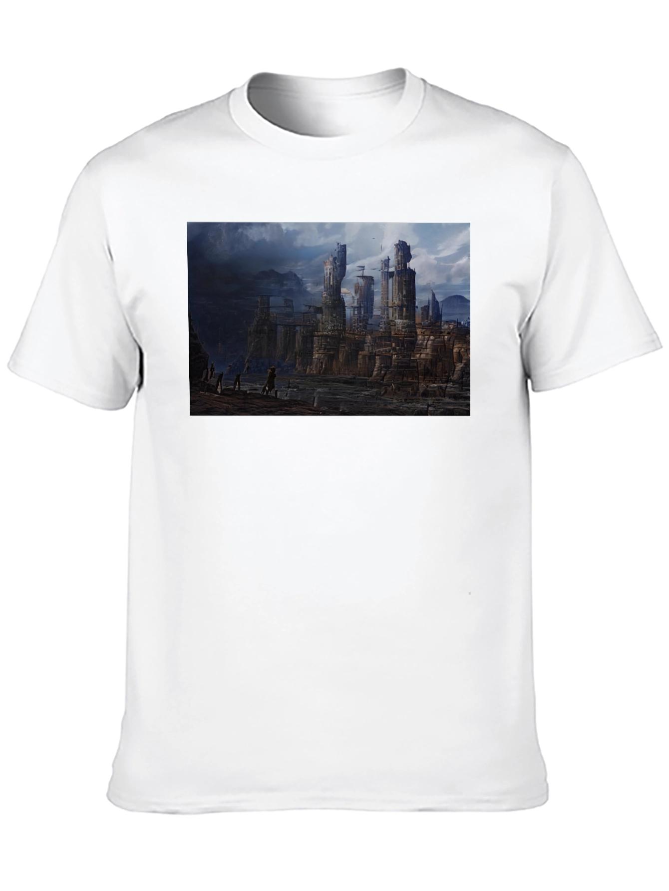 Fantasy Landscape Print Black T-Shirt