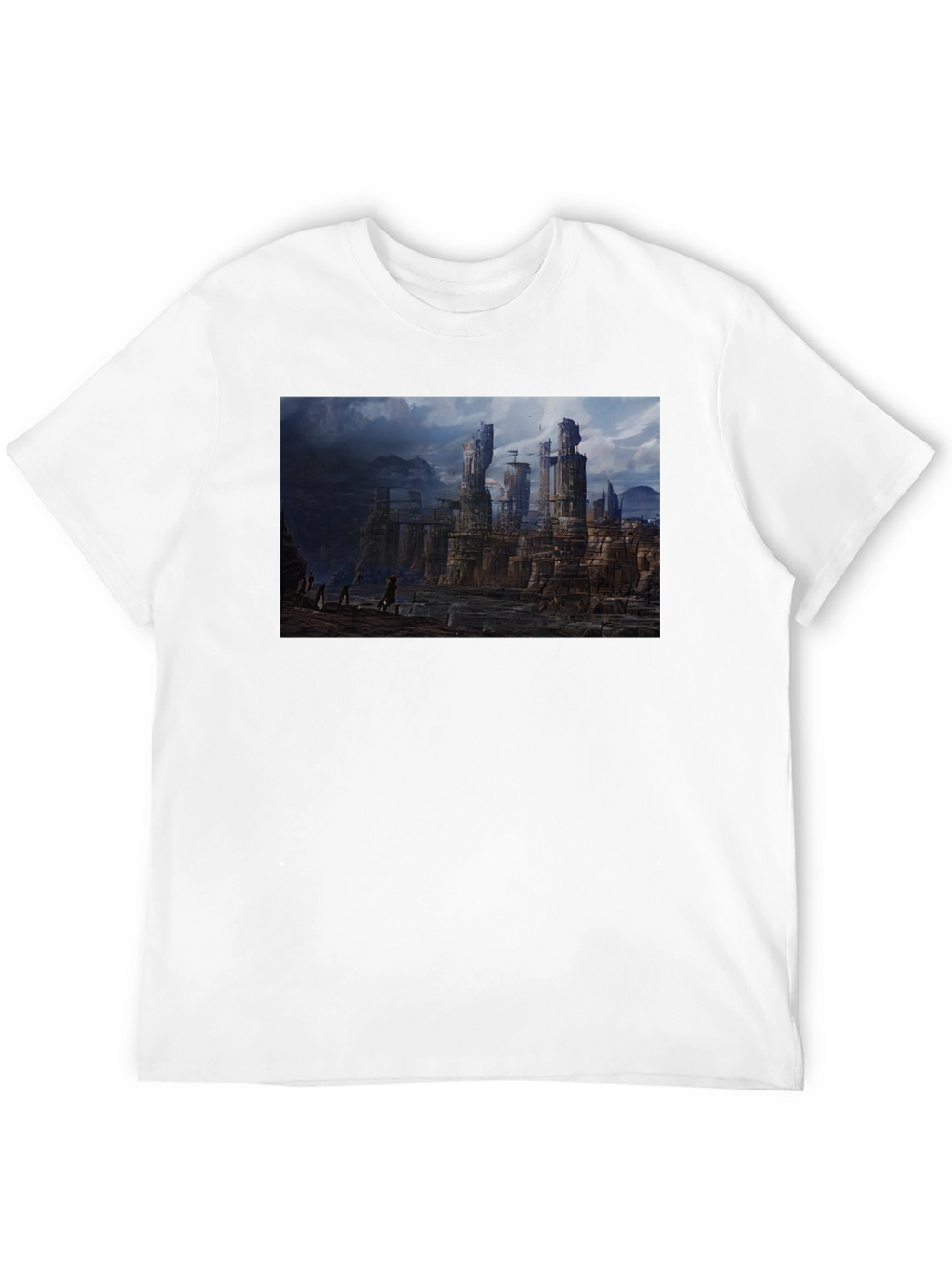 Fantasy Landscape Print Black T-Shirt