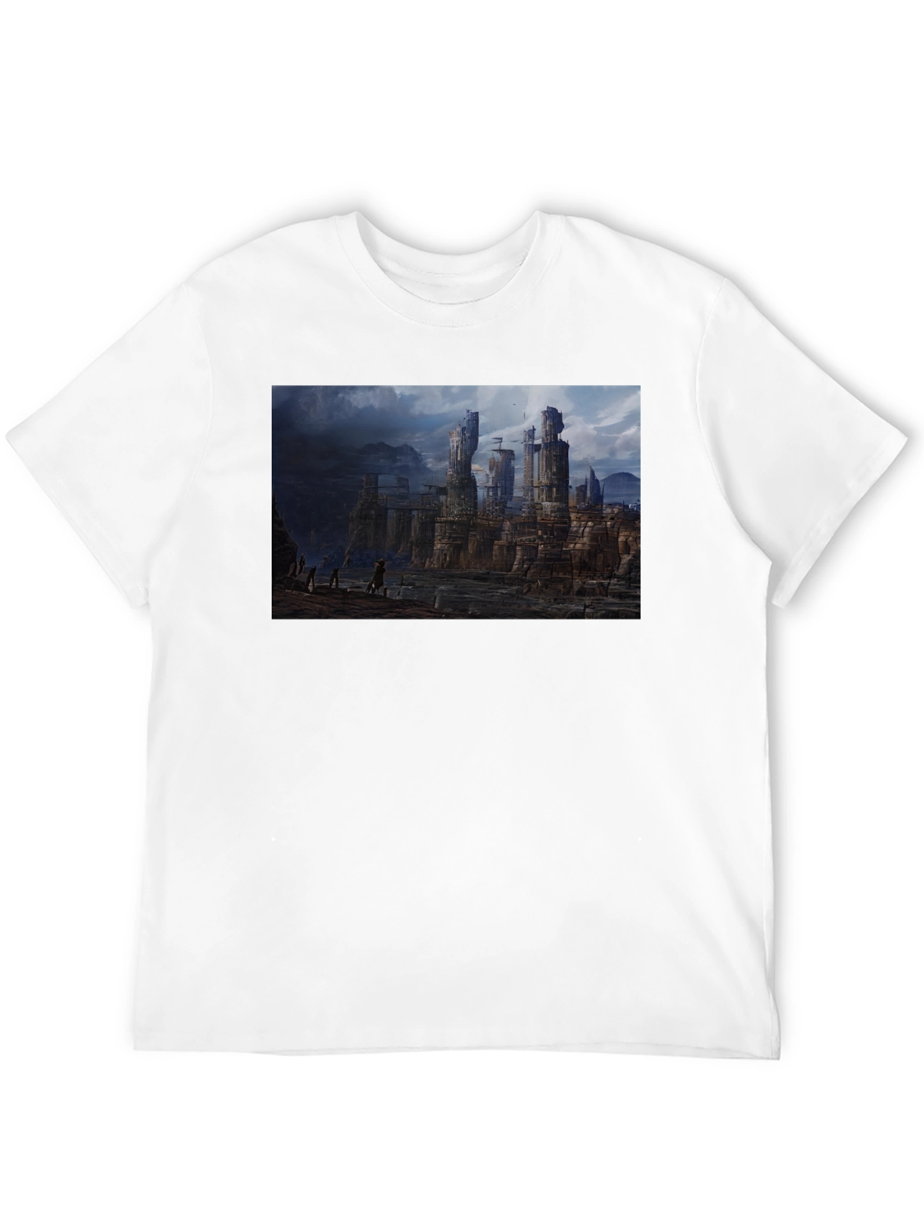 Fantasy Landscape Print Black T-Shirt