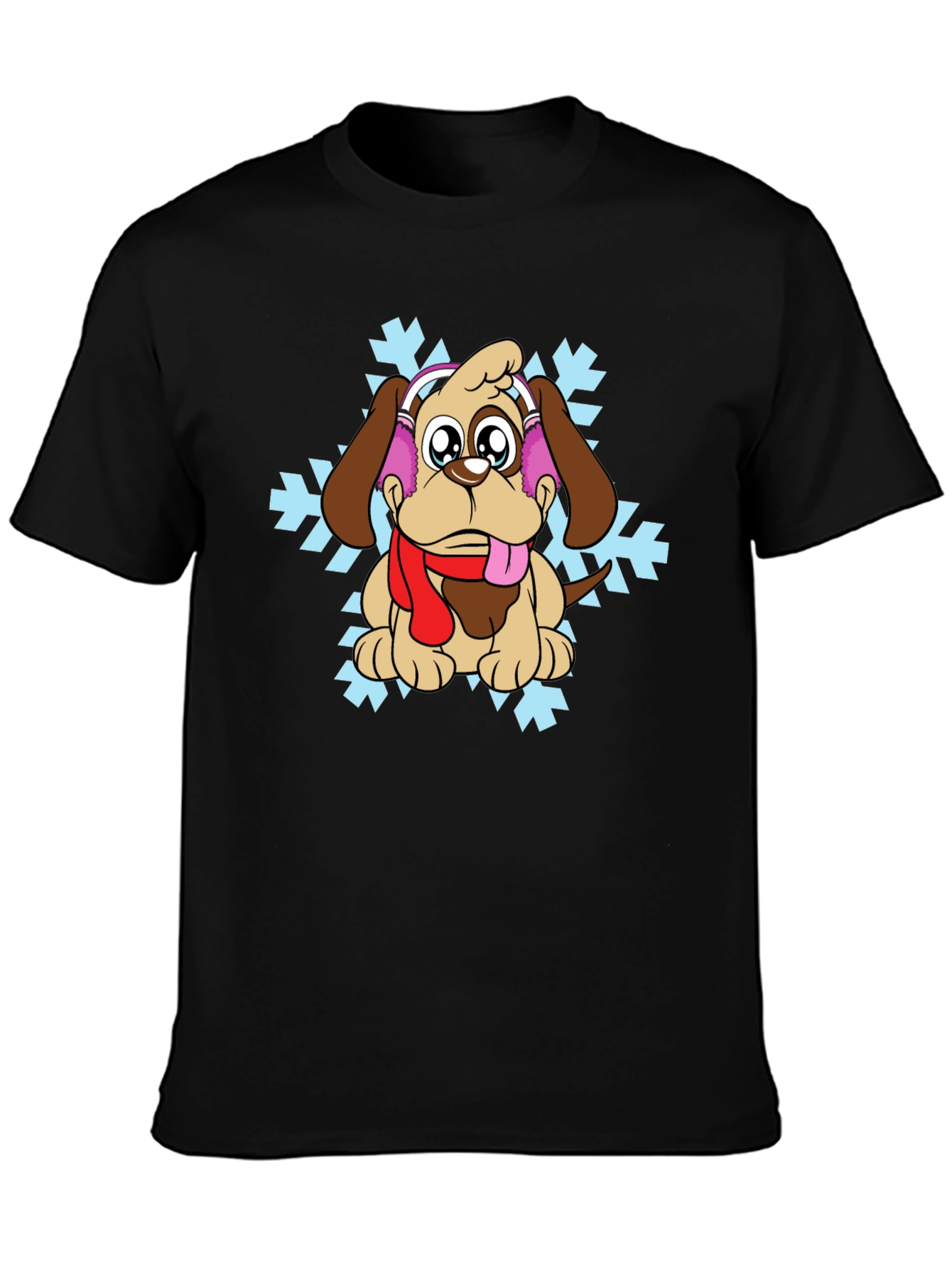 Winter Pup T-Shirt - Cute Dog with Scarf & Earmuffs