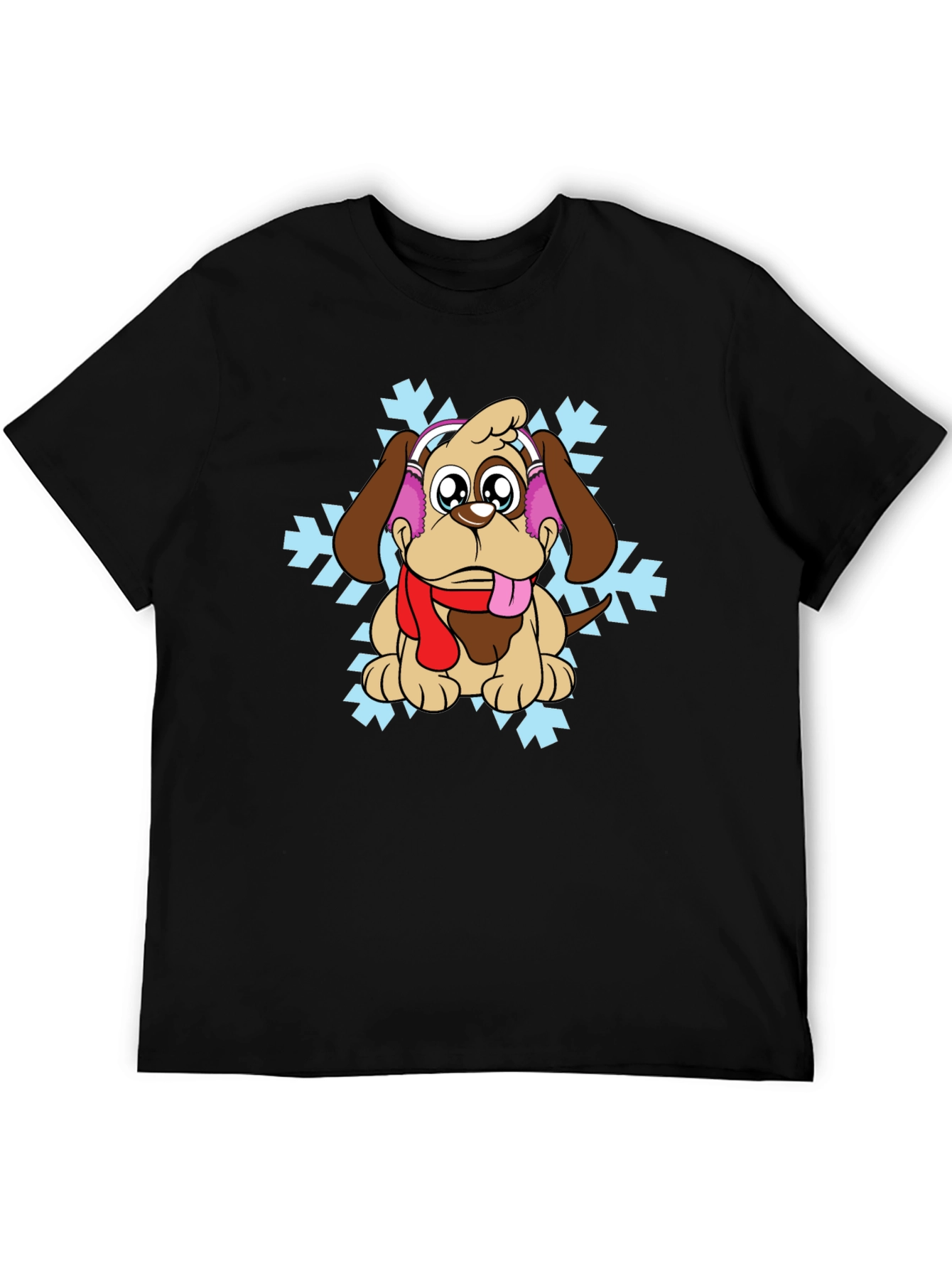 Winter Pup T-Shirt - Cute Dog with Scarf & Earmuffs