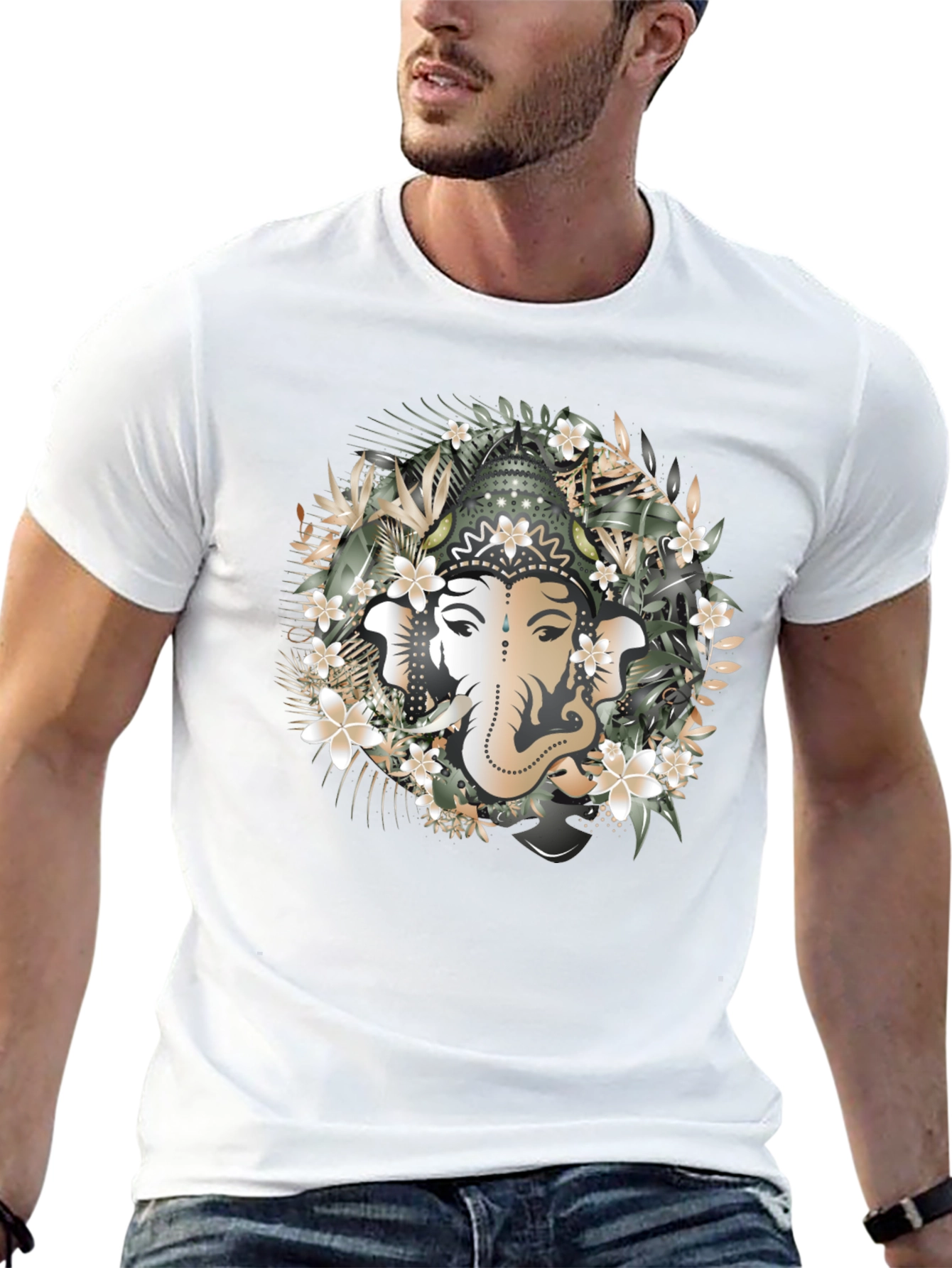 Ganesh Floral Graphic Tee - Spiritual Design