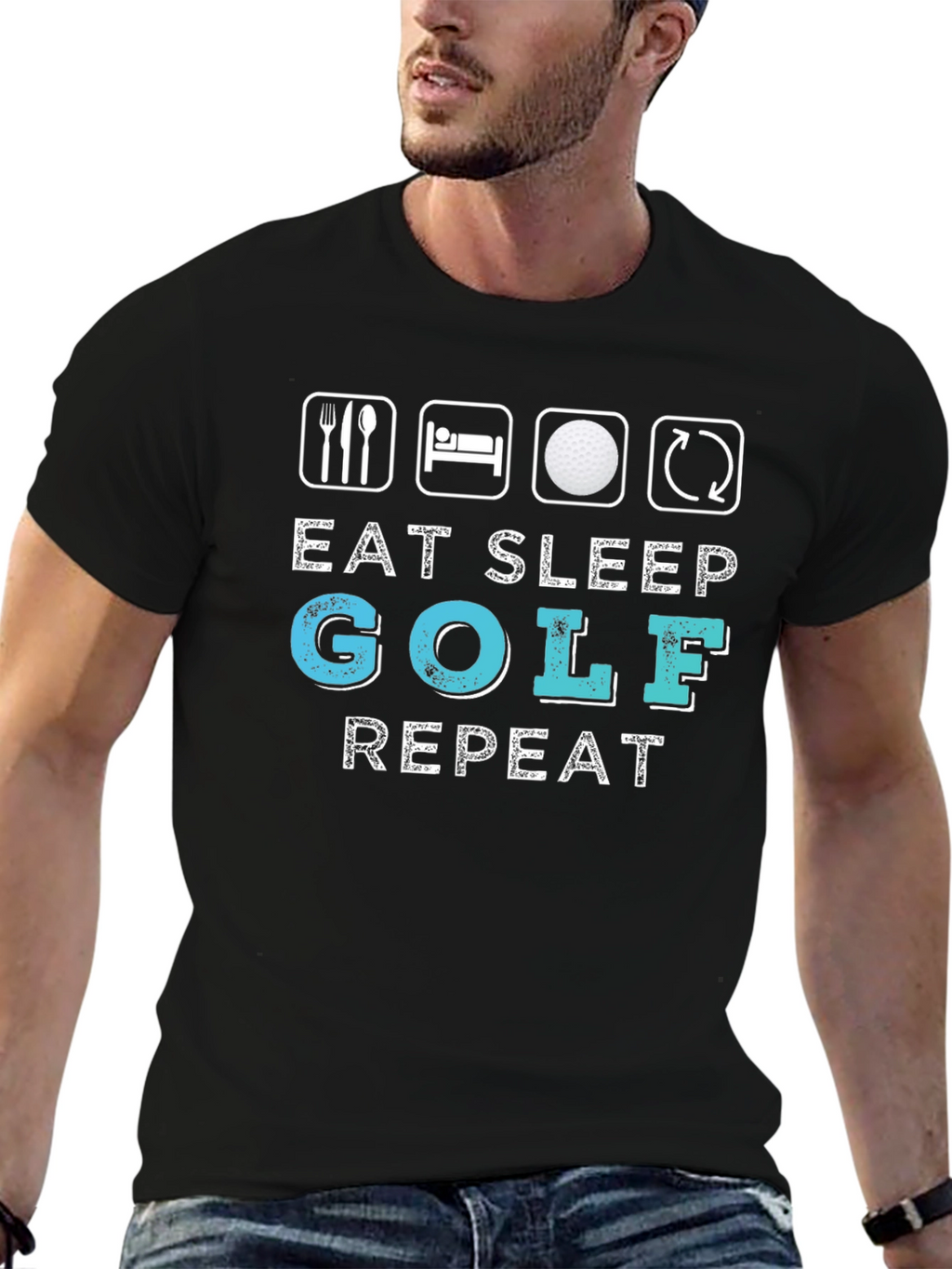 Eat Sleep Golf Repeat Graphic Tee