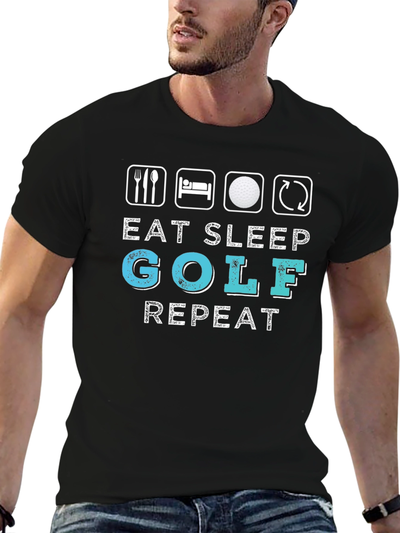Eat Sleep Golf Repeat Graphic Tee