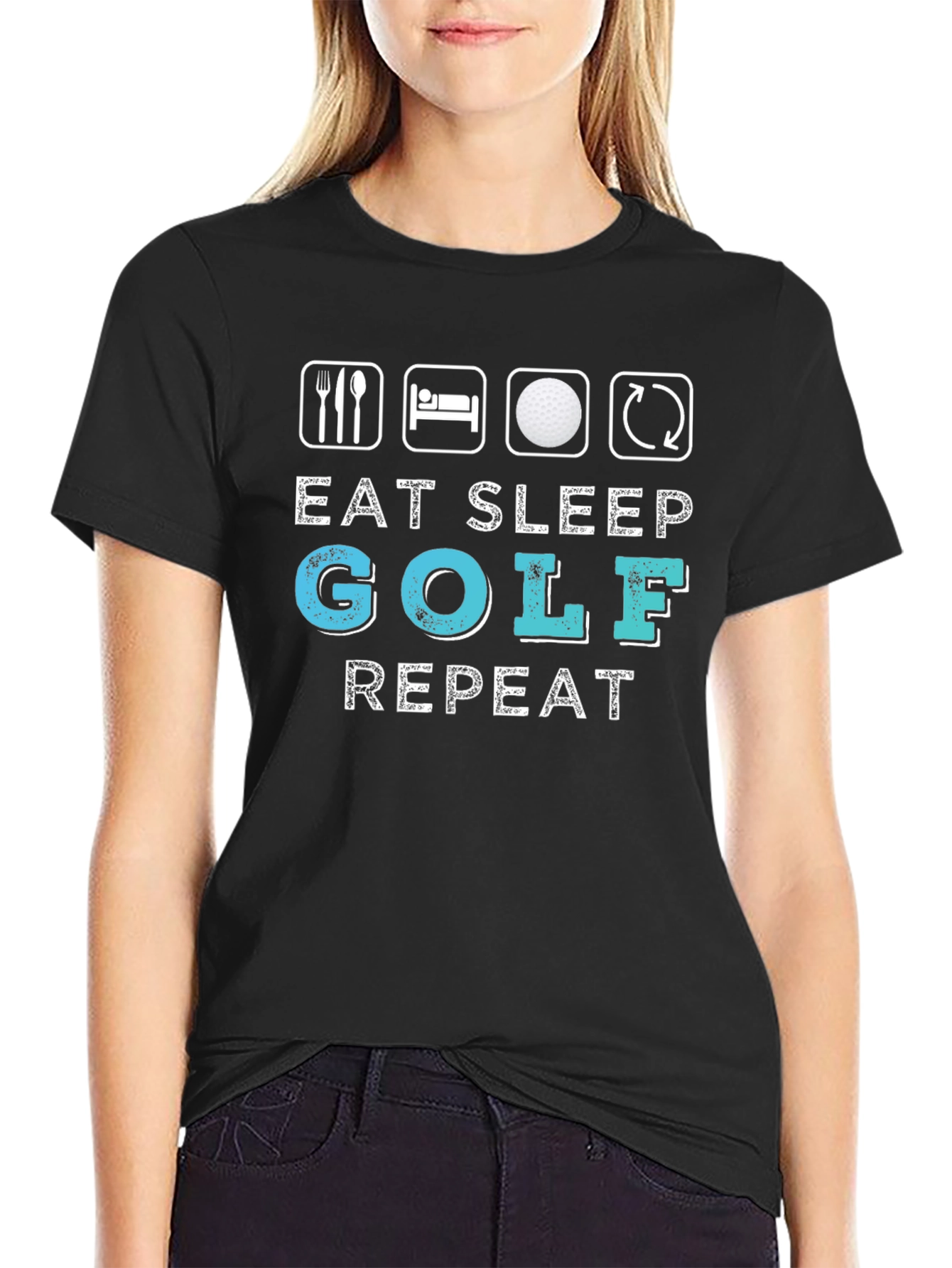 Eat Sleep Golf Repeat Graphic Tee