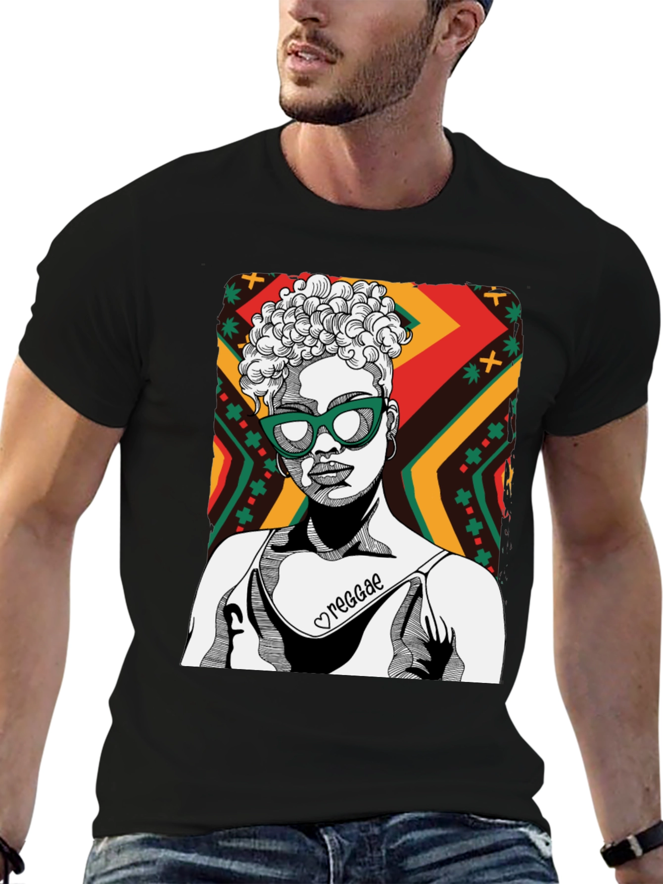 Reggae Girl Black Graphic Tee - Cool Unisex Shirt