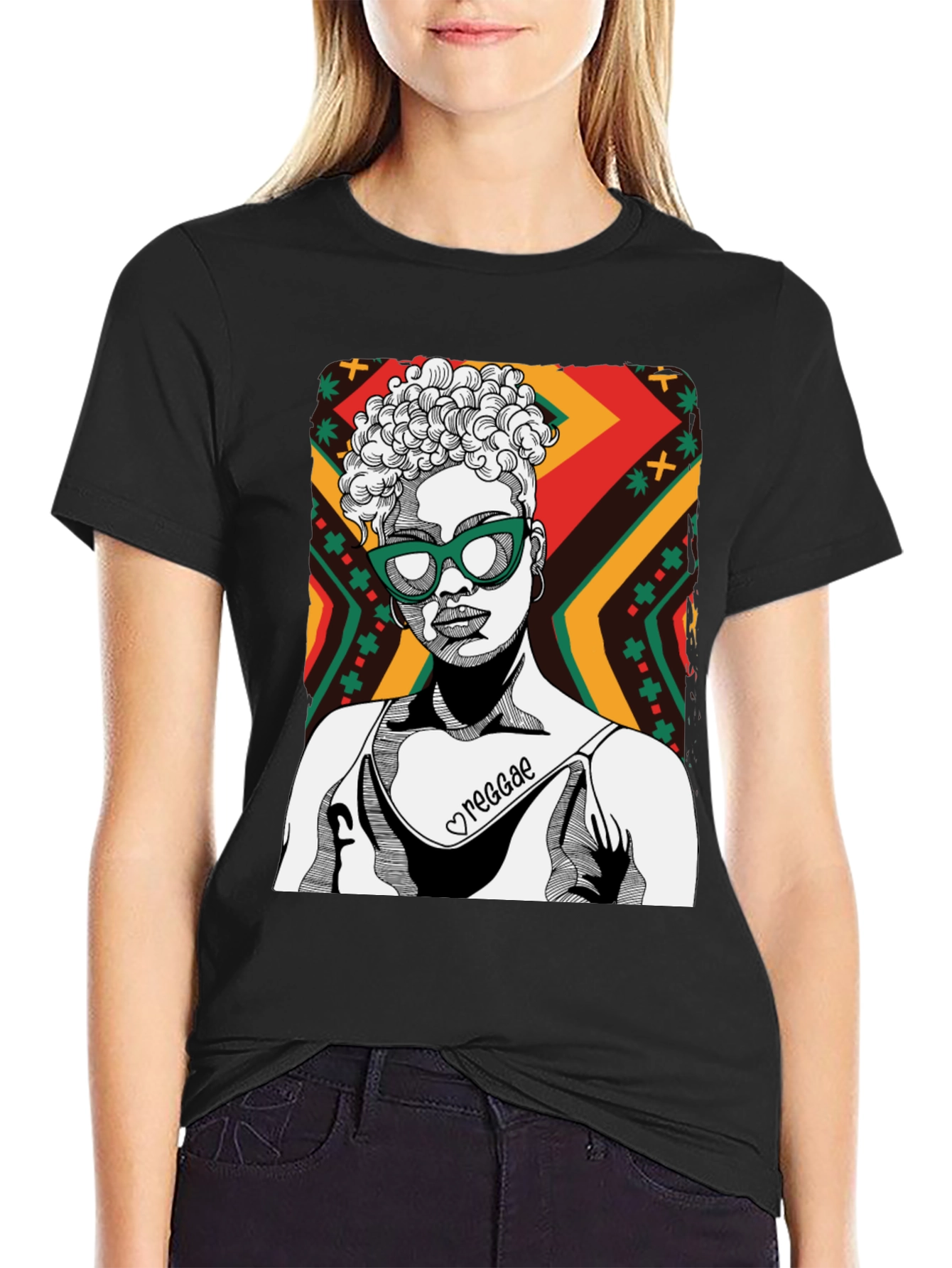Reggae Girl Black Graphic Tee - Cool Unisex Shirt