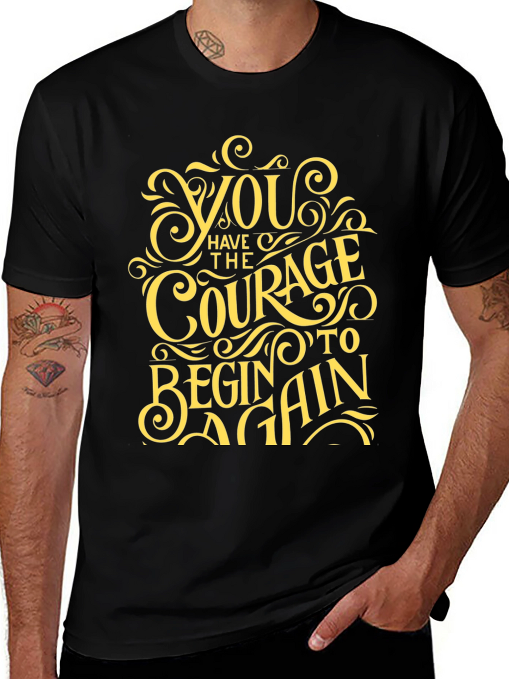 Courage To Begin Again Black Graphic Tee