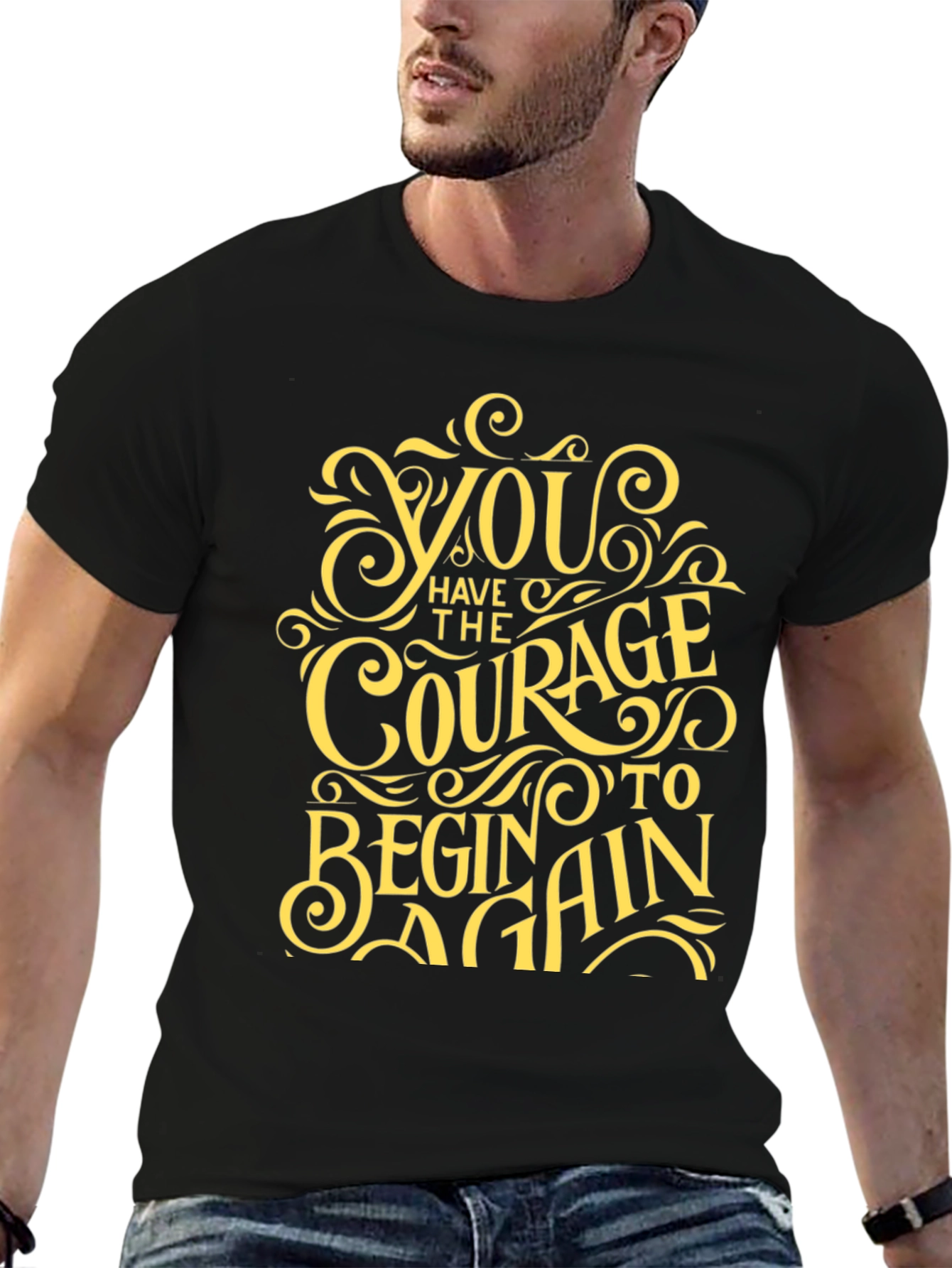 Courage To Begin Again Black Graphic Tee