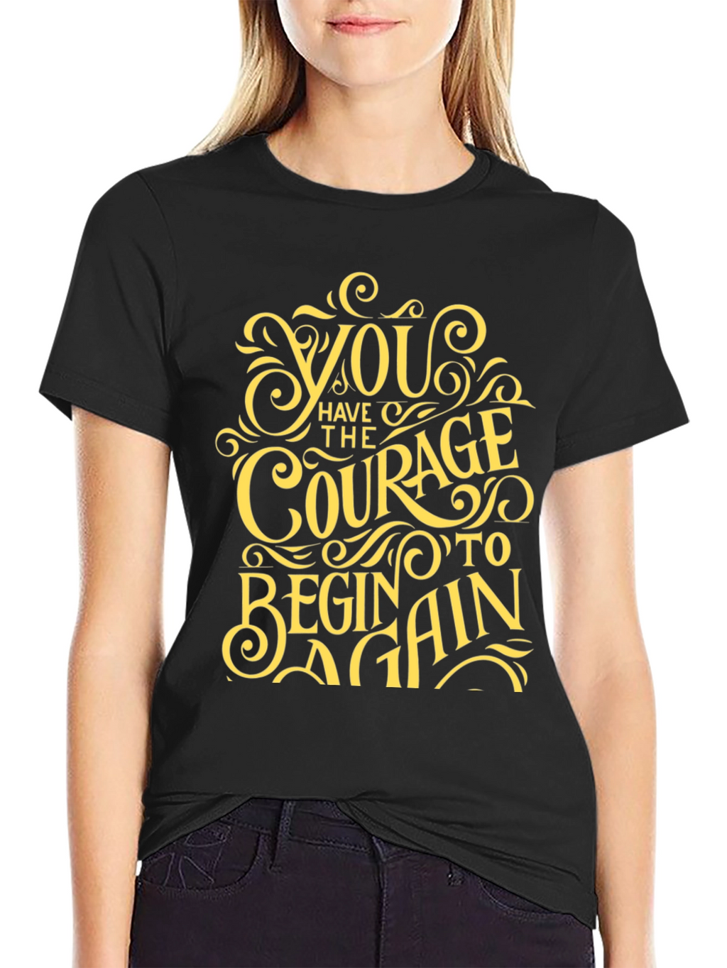 Courage To Begin Again Black Graphic Tee