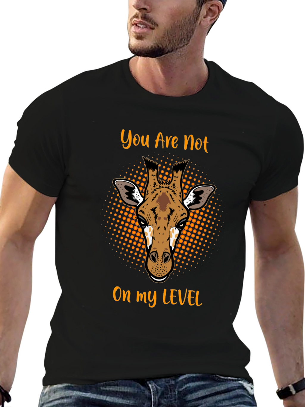 Giraffe Level Mens Black T-Shirt