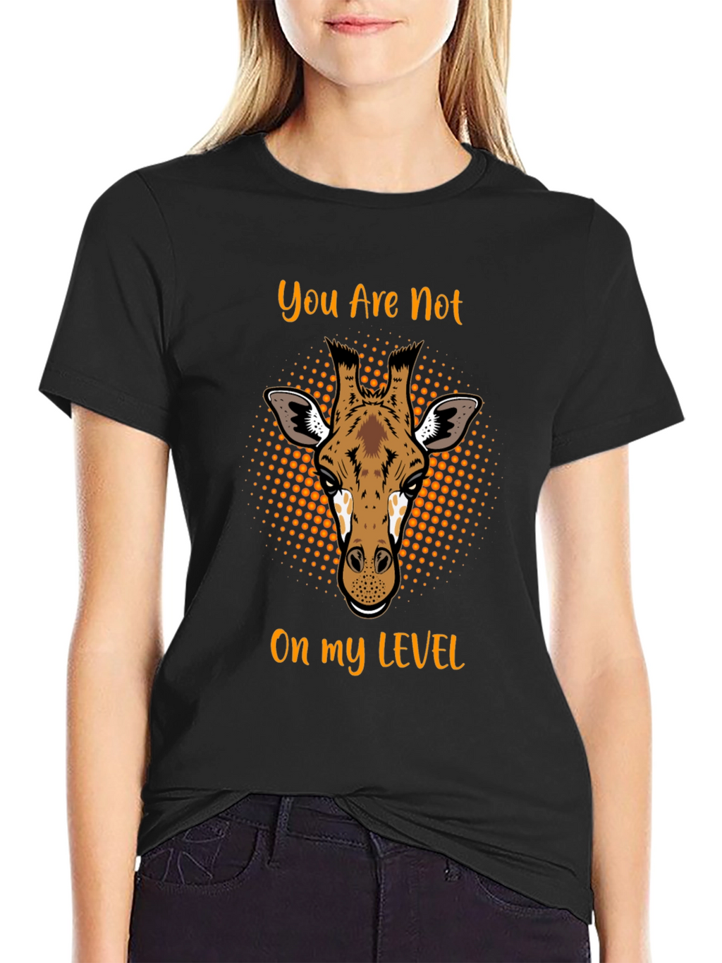 Giraffe Level Mens Black T-Shirt