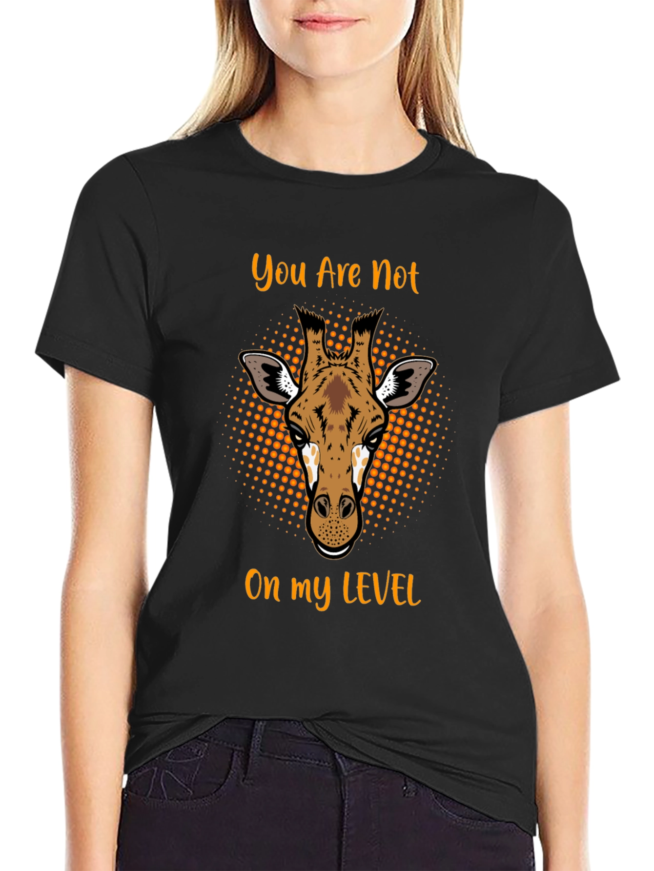 Giraffe Level Mens Black T-Shirt