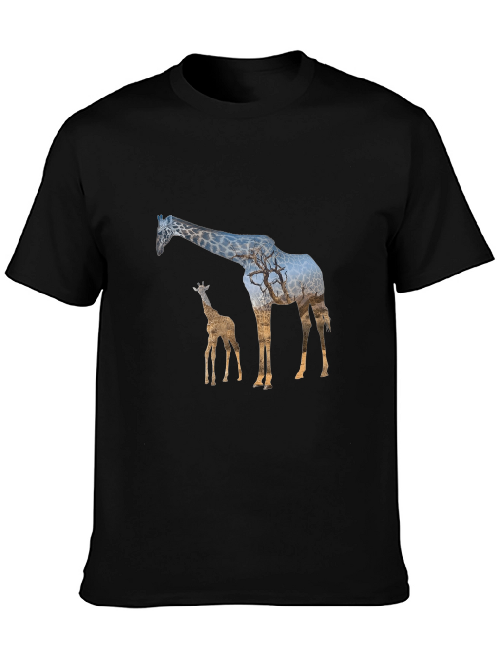 Giraffe Silhouette Black T-Shirt