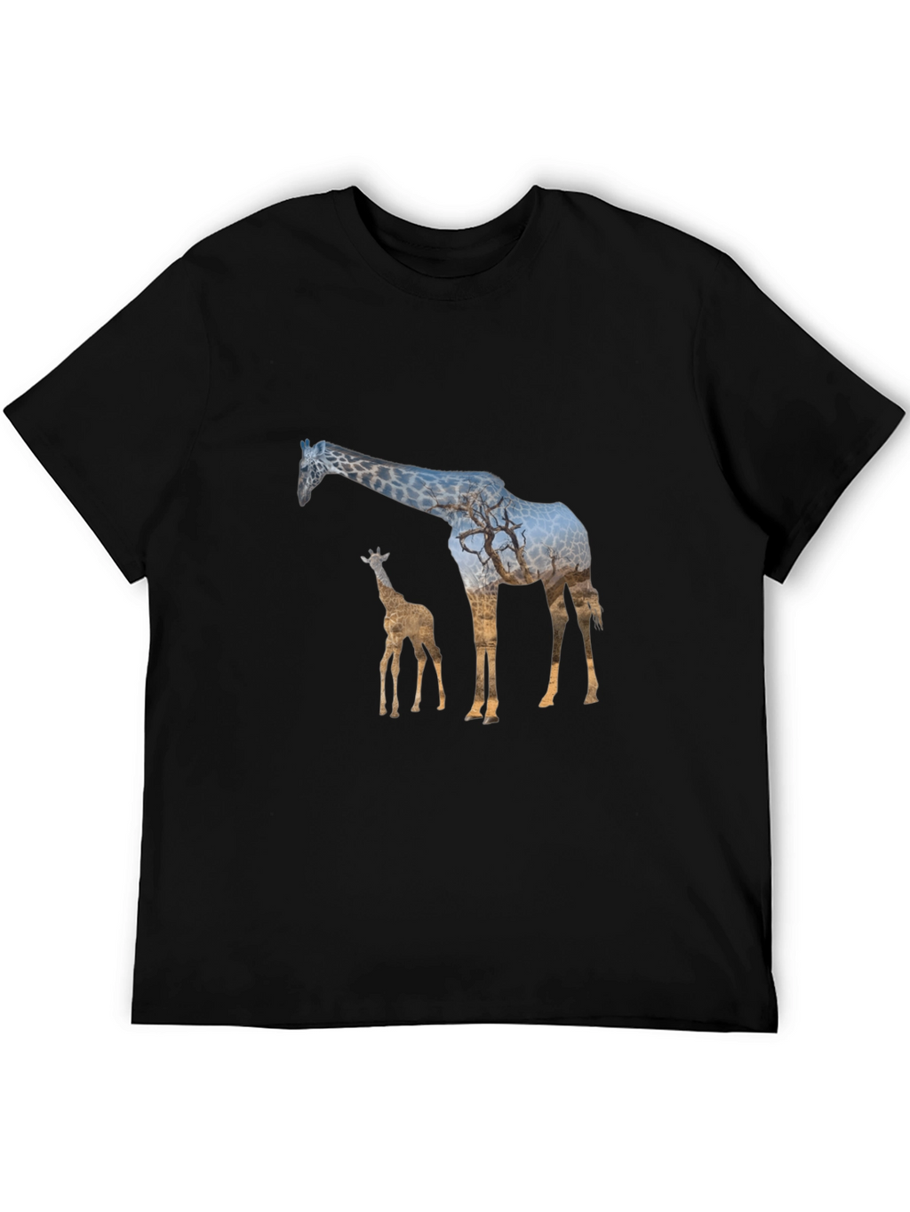 Giraffe Silhouette Black T-Shirt