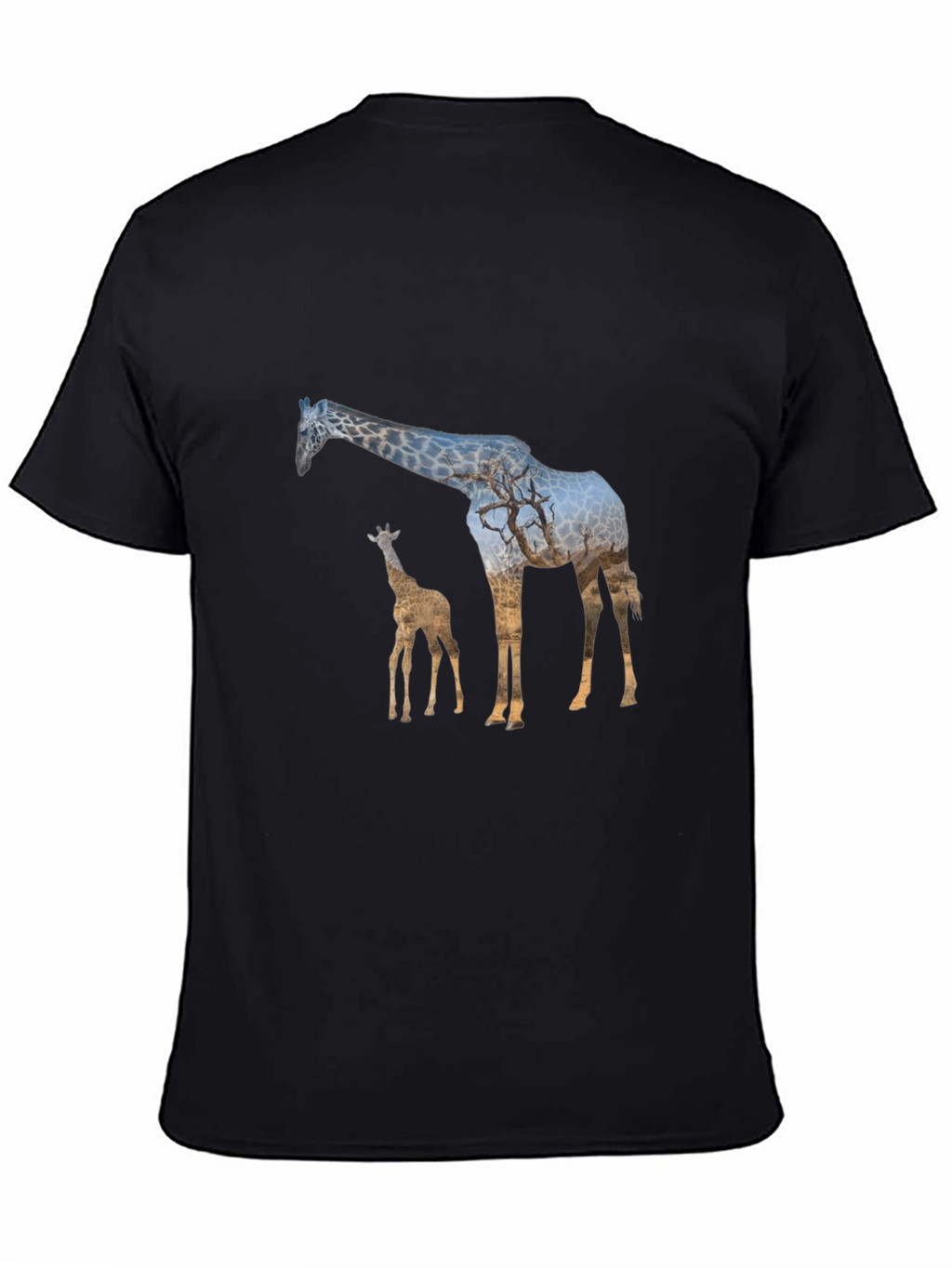 Giraffe Silhouette Black T-Shirt