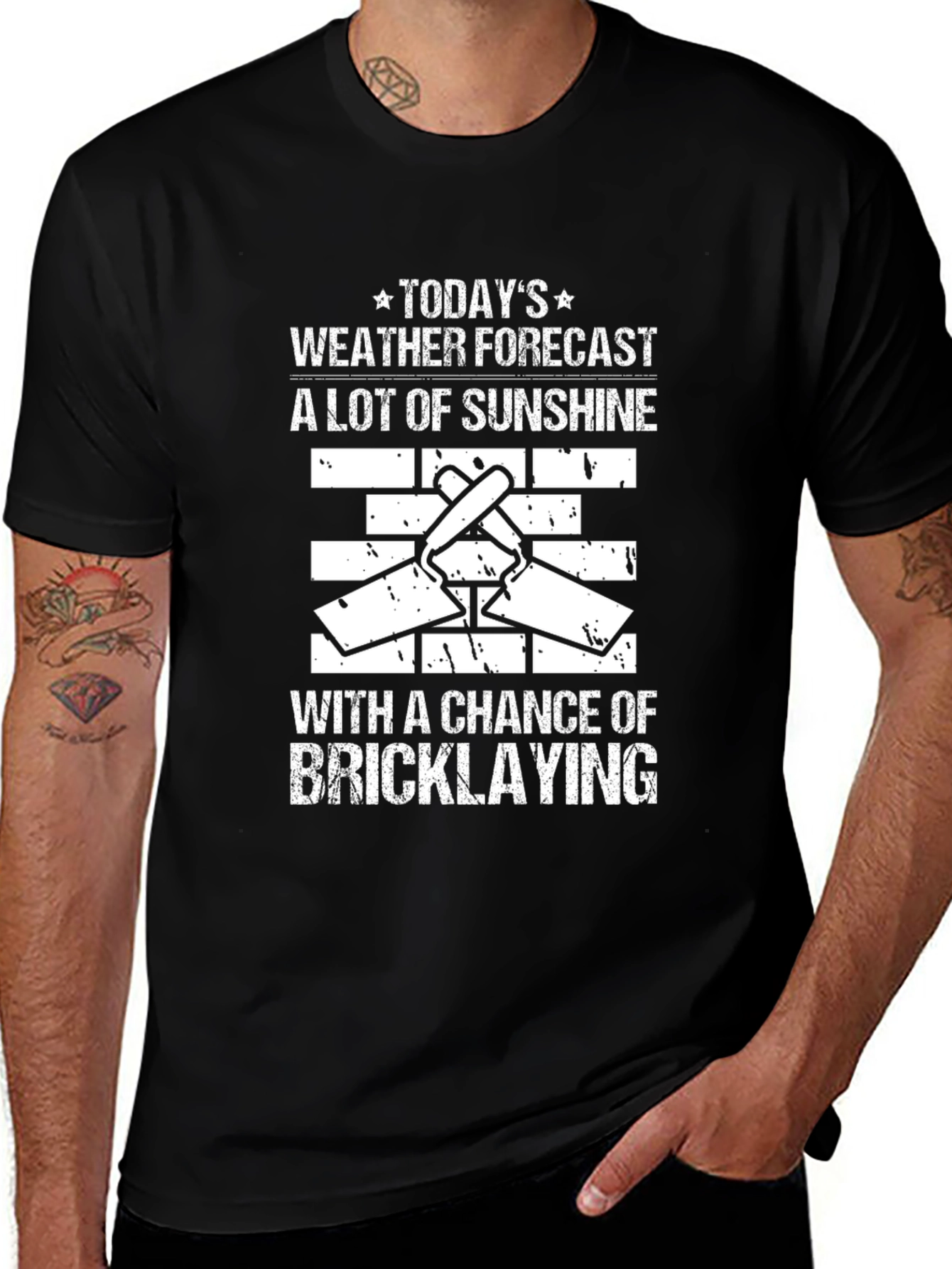 Funny Bricklaying Weather Forecast T-Shirt