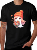 Cute Ghost with Flowers Graphic T-Shirt