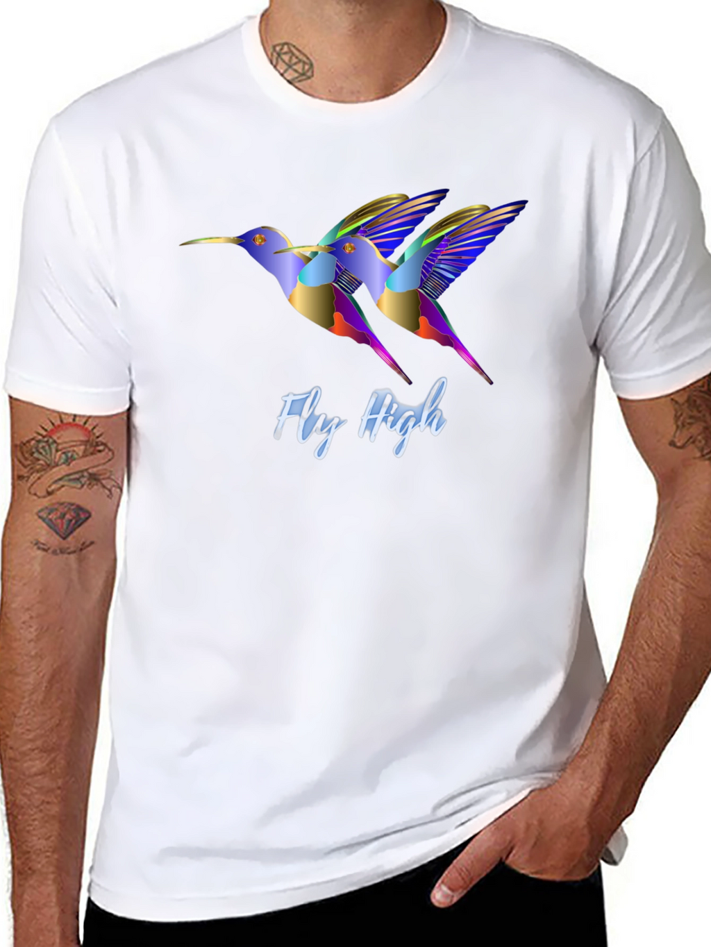 Fly High Hummingbird Graphic Black T-Shirt