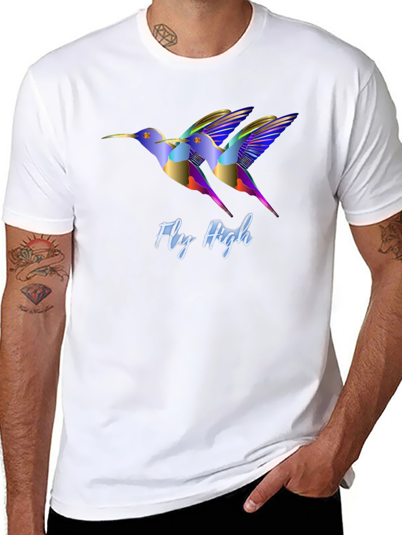 Fly High Hummingbird Graphic Black T-Shirt